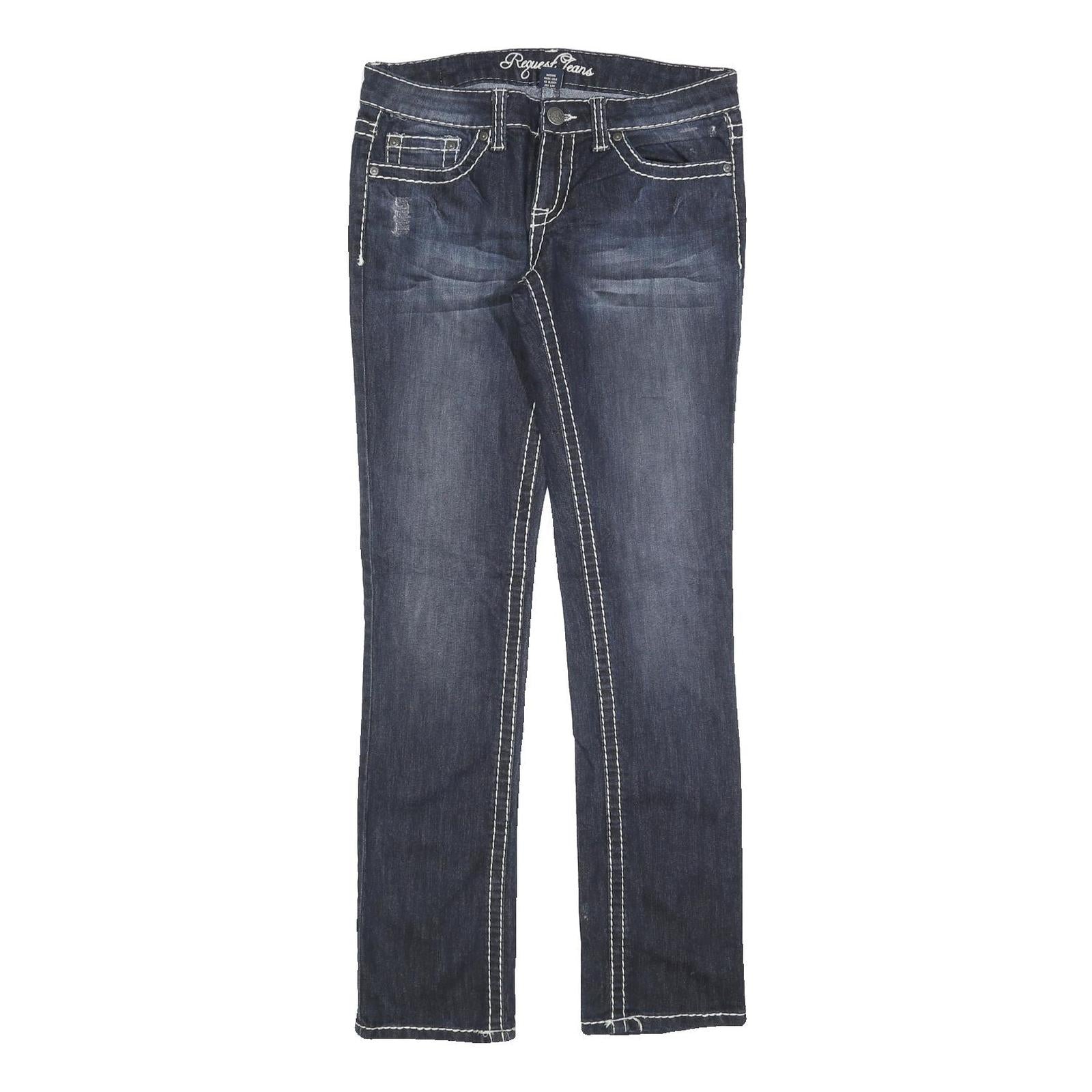REQUEST Womens Slim Fit Blue Denim Cotton Blend Jeans W32 L32 Stylish Contrast Refurbished - N/A refurbished available on Cerqular