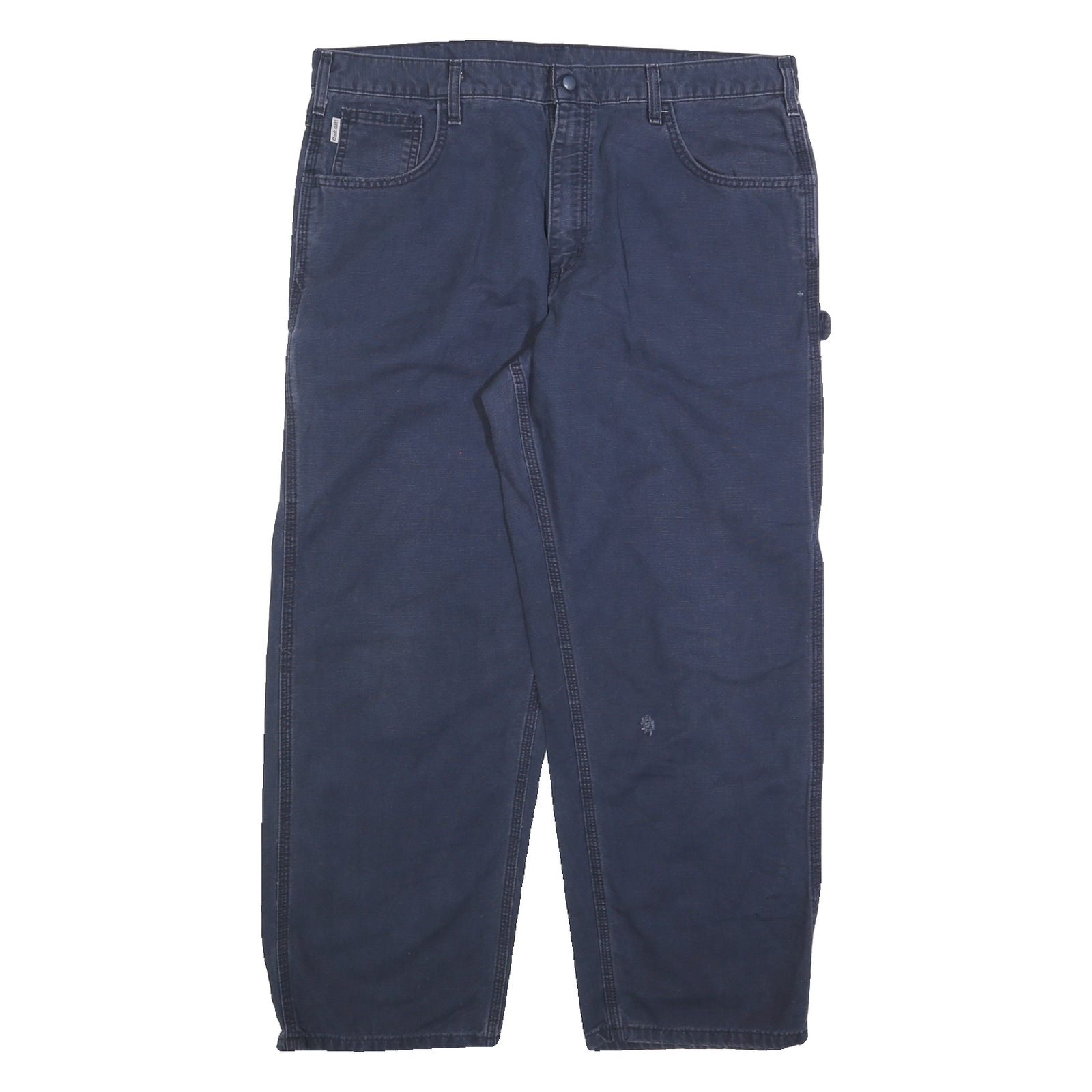 CARHARTT Mens Regular Navy Blue Cotton Blend Zip Trousers W38 L30 Workwear Refurbished - N/A refurbished available on Cerqular