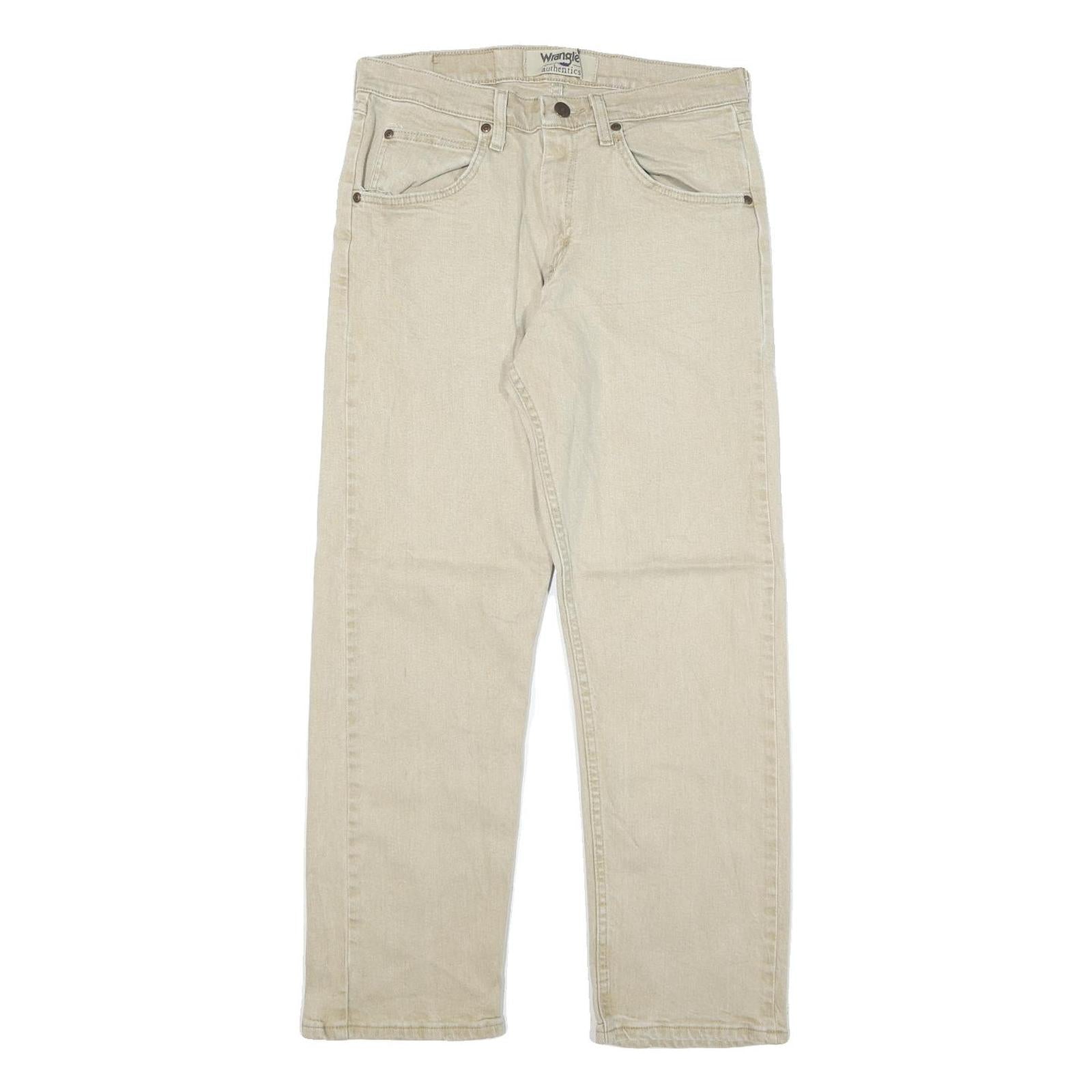 WRANGLER Mens Jeans Beige Regular Straight Denim Light W29 L27 Classic Style Refurbished - N/A refurbished available on Cerqular