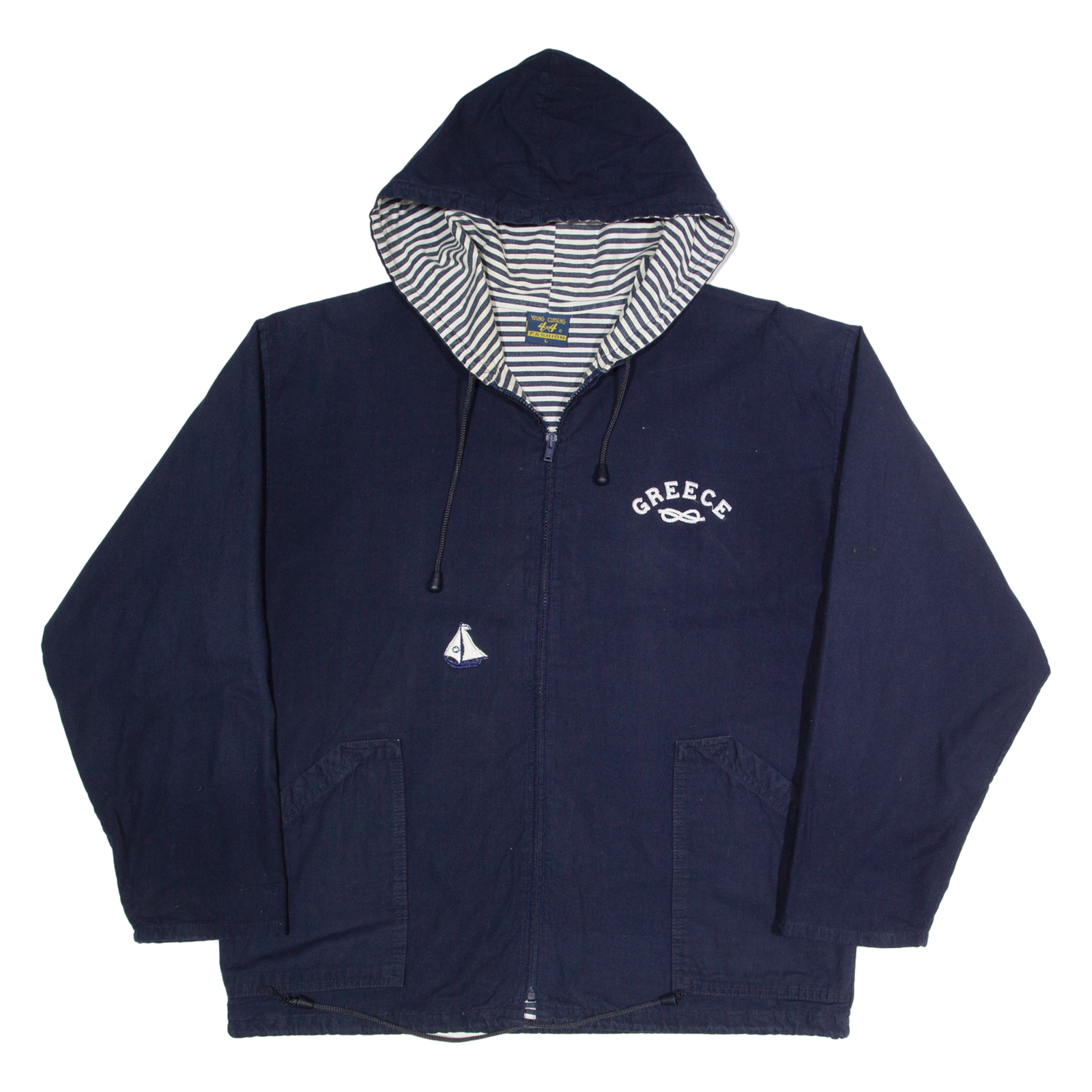 YOUNG CLOTHING Greece Mens Coach Jacket Blue Hooded L Refurbished - N/A refurbished available on Cerqular