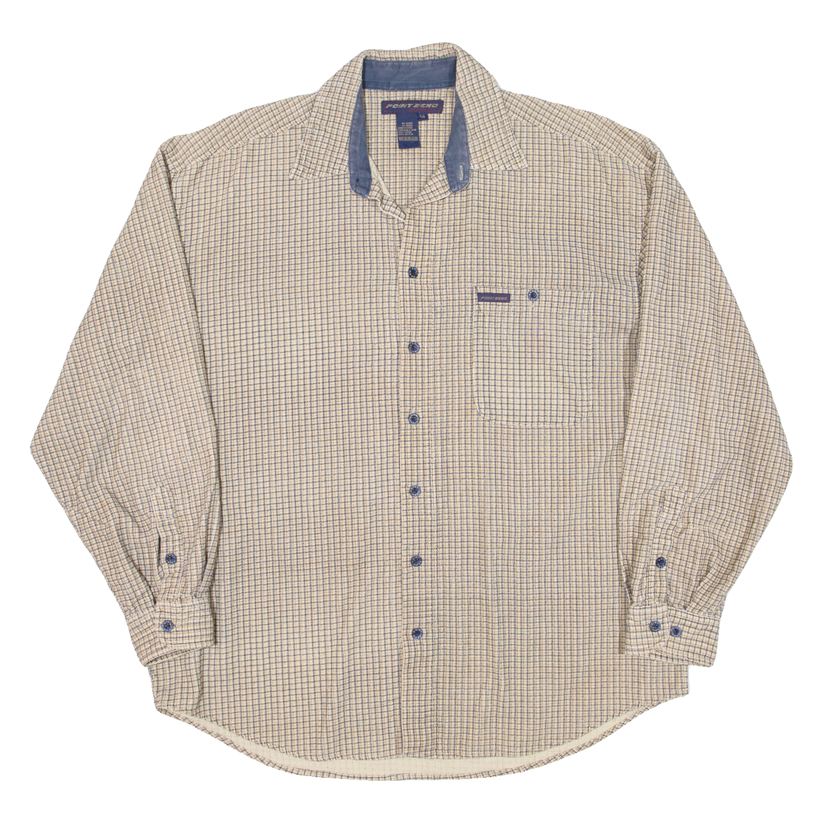POINT ZERO Mens Corduroy Shirt Beige Check Long Sleeve L Refurbished - N/A refurbished available on Cerqular