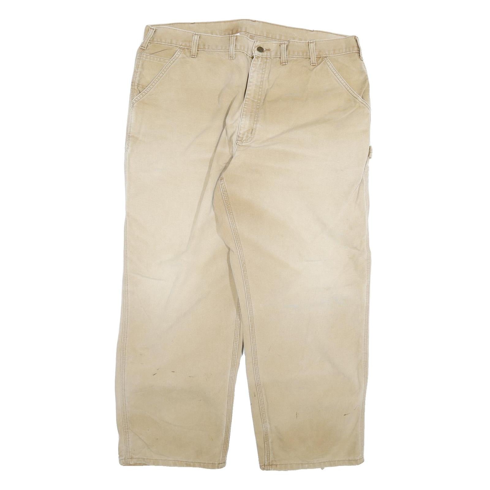 CARHARTT Mens Cotton Blend Beige Relaxed Straight Trousers W44 L30 Workwear Refurbished - N/A refurbished available on Cerqular
