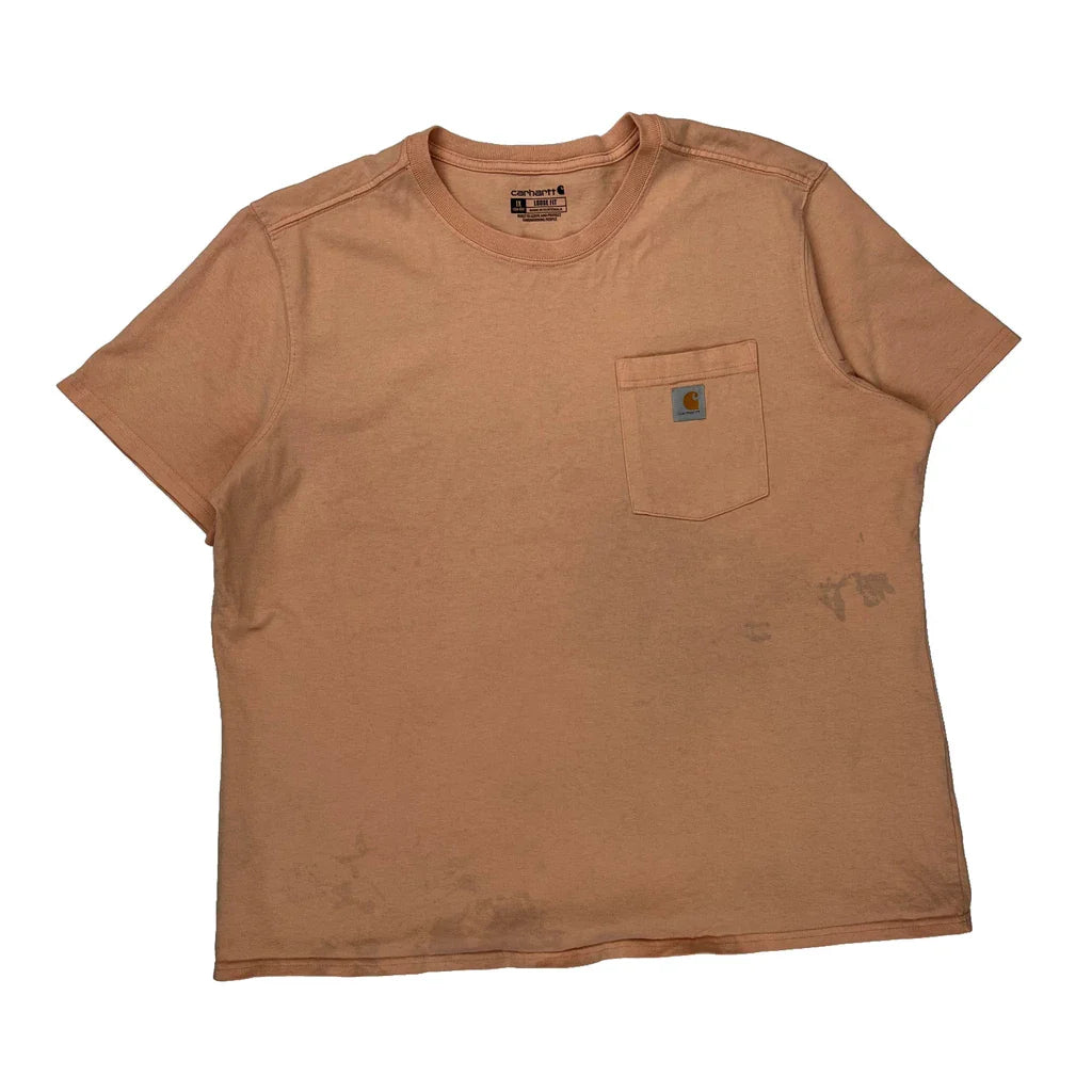 Carhartt T-Shirt - XL Orange Cotton Refurbished - Thrifted (note: this is a term often used to describe second- refurbished available on Cerqular