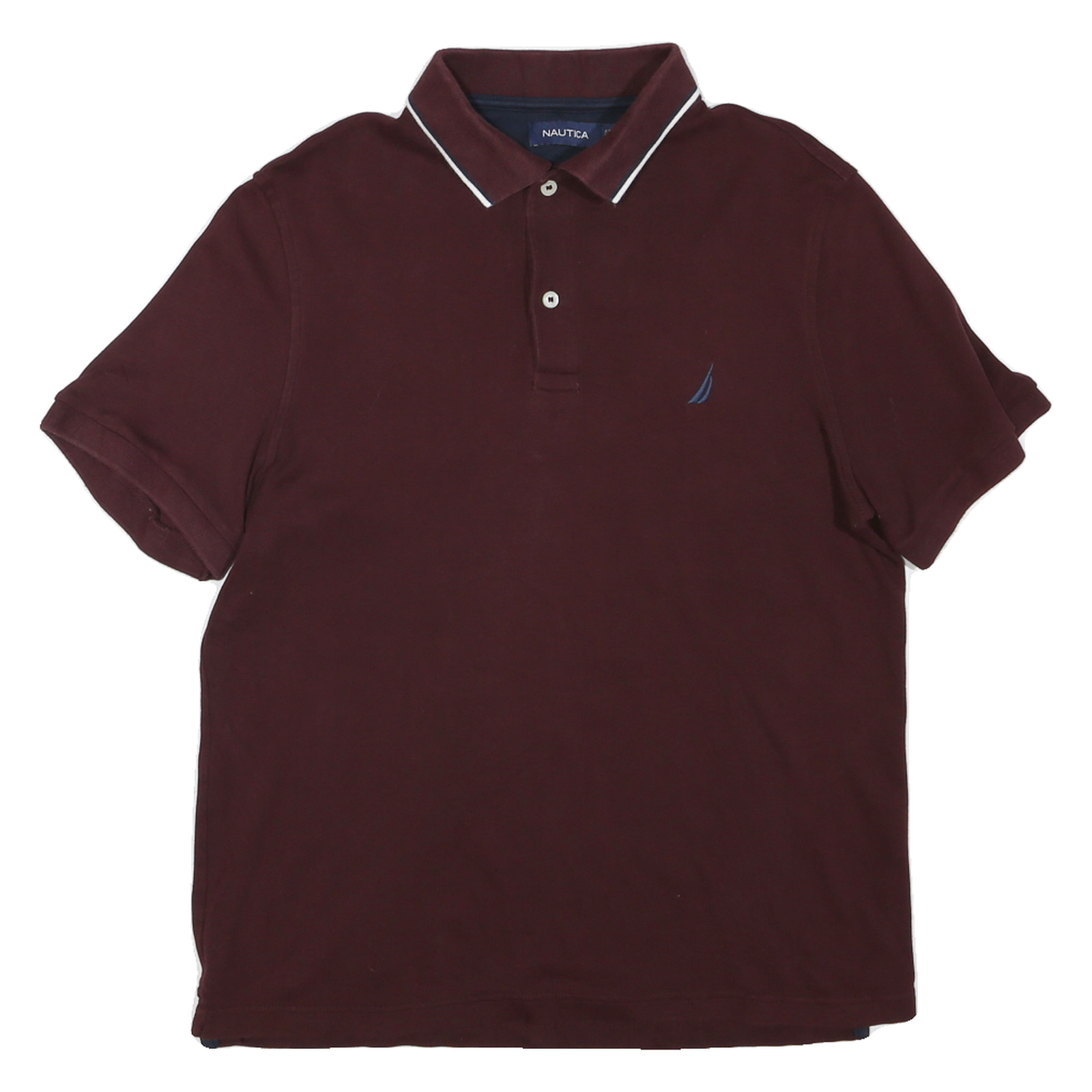NAUTICA Mens Maroon Short Sleeve Plain M Cotton Blend Polo Shirt Refurbished - N/A refurbished available on Cerqular