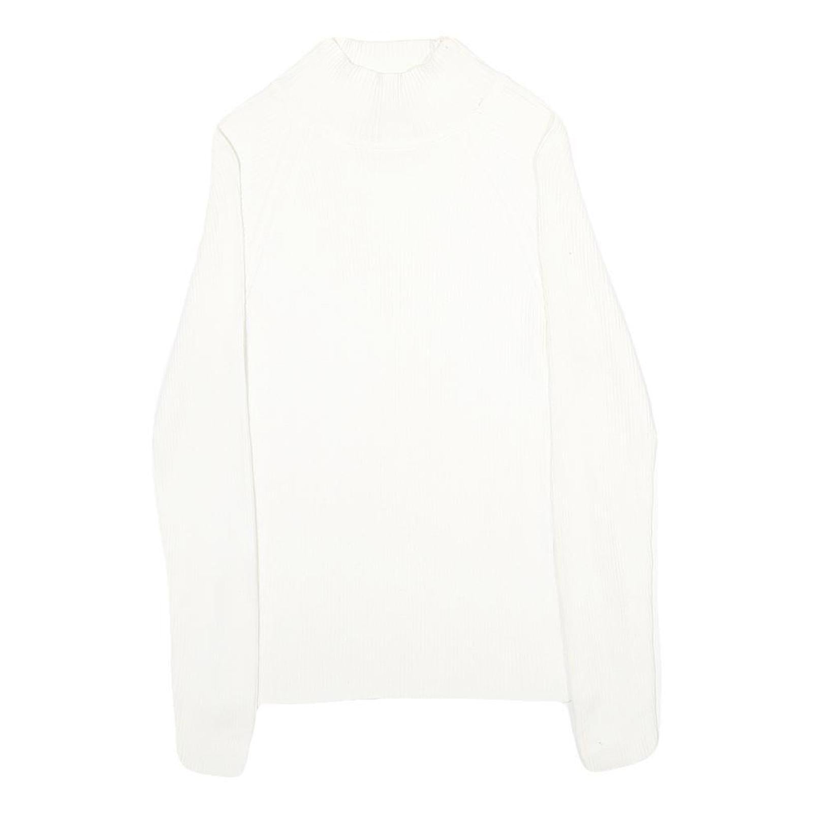 MODA INTERNATIONAL Womens White Plain Cotton Jumper Crew Neck Rib Knit S Refurbished - N/A refurbished available on Cerqular