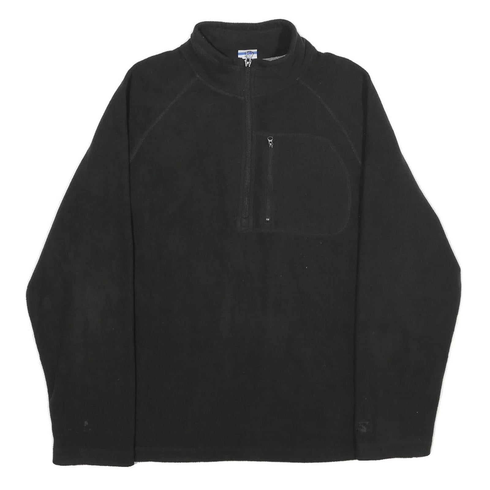 STARTER Mens Black Plain Jumper 1/4 Zip Polyester L Casual Comfort Refurbished - N/A refurbished available on Cerqular