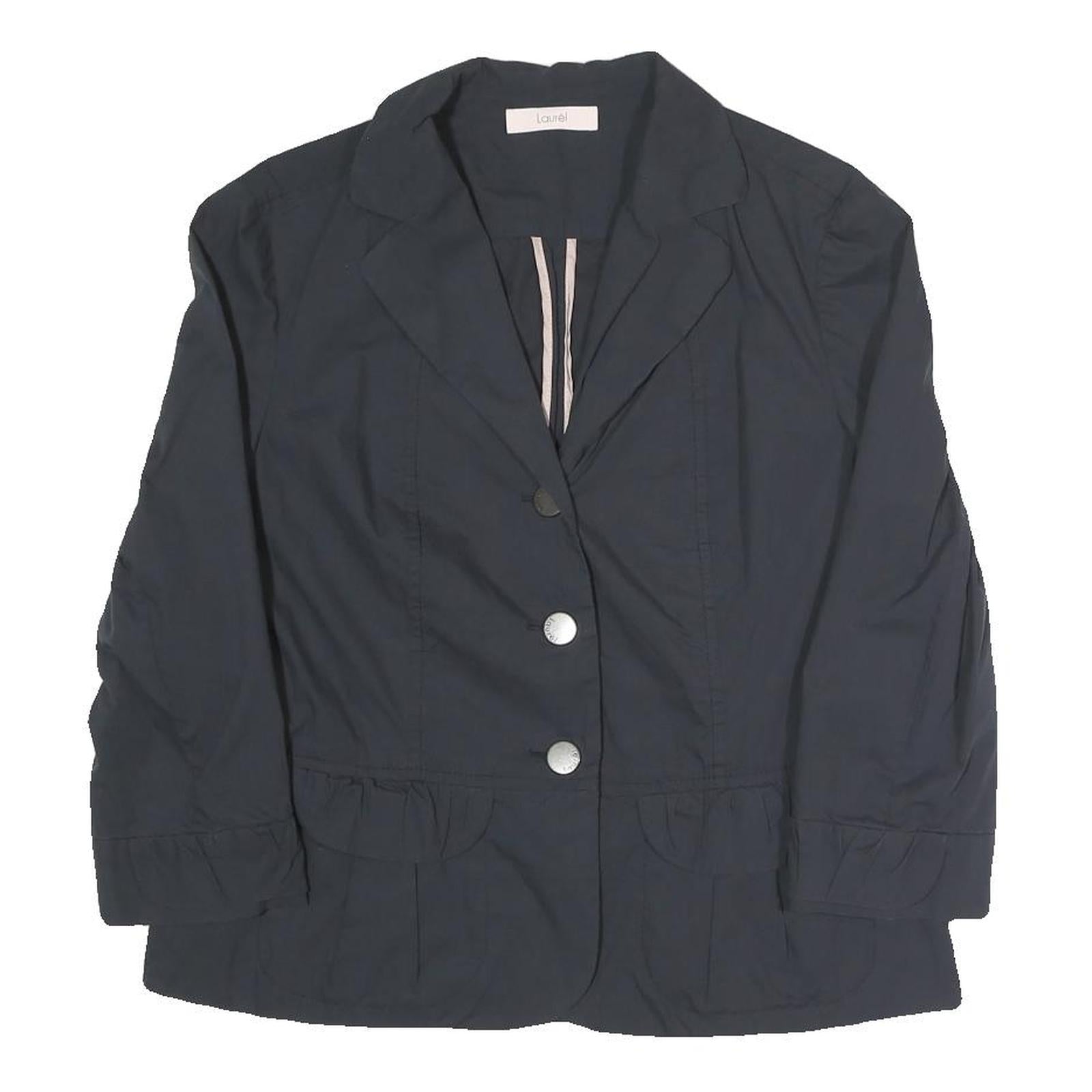 LAUREL Womens Black Button Polyester Blend Classic Jacket S Plain Stylish Refurbished - N/A refurbished available on Cerqular