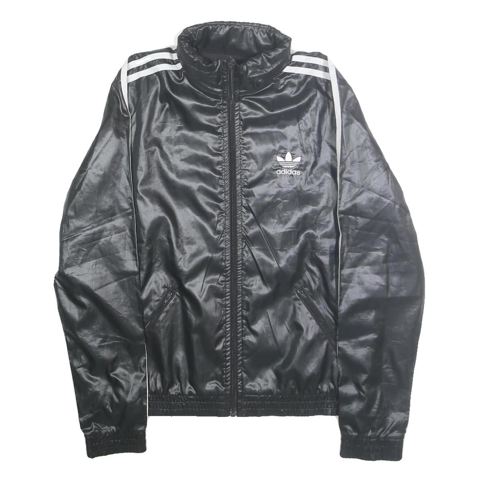 ADIDAS Womens Black Zip Track Jacket UK 10 Polyester Plain Sport Casual Refurbished - N/A refurbished available on Cerqular