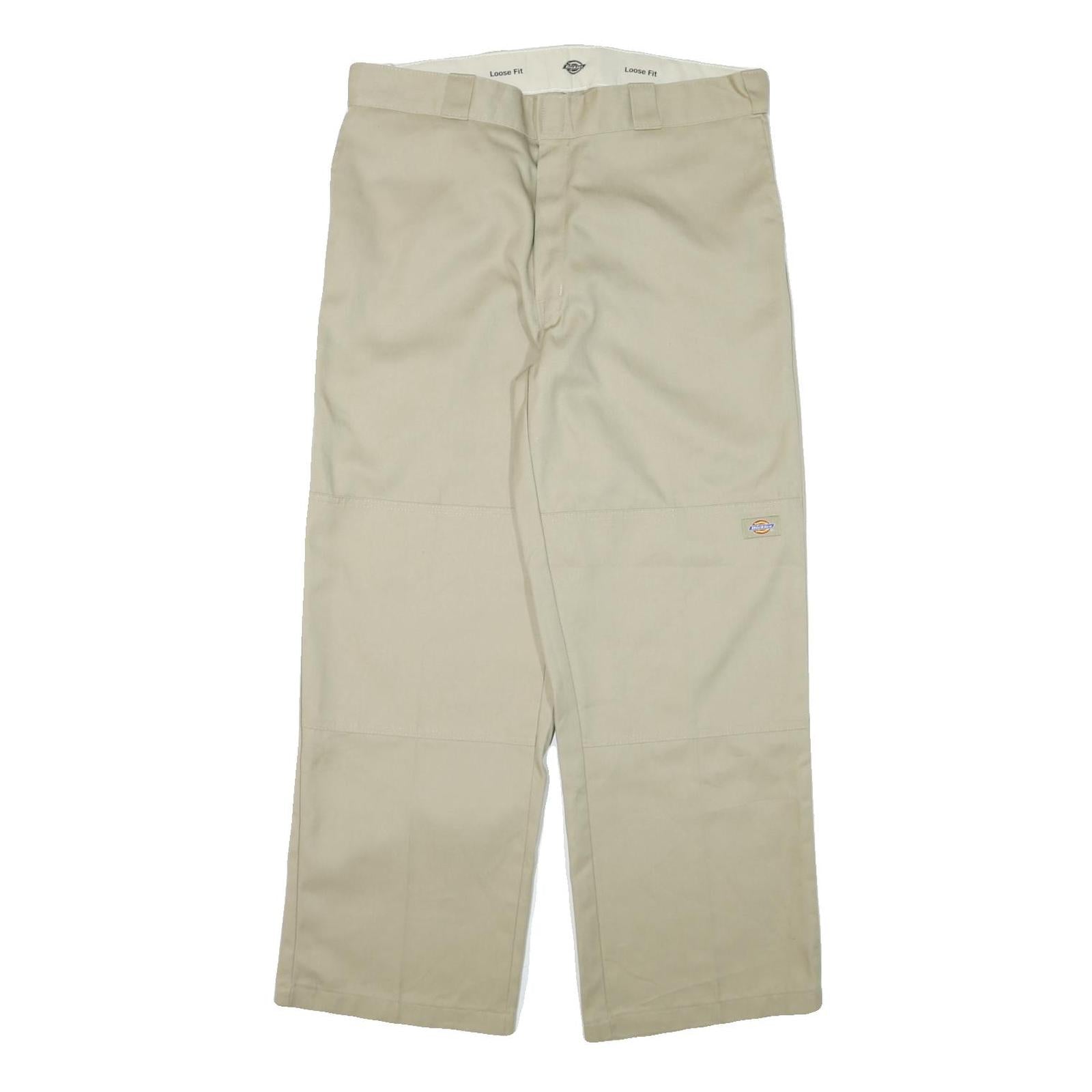 DICKIES Mens Cotton Blend Beige Loose Fit Straight Trousers W36 L30 Workwear Refurbished - N/A refurbished available on Cerqular