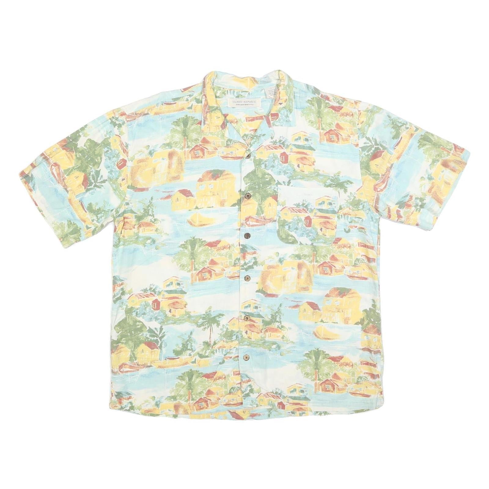 Buy ISLAND REPUBLIC Mens Blue & Yellow Hawaiian Shirt L Cotton Blend Casual Vacation Refurbished - $19.49 ISLAND REPUBLIC Mens Blue & Yellow Hawaiian Shirt L Cotton Blend Casual Vacation Refurbished - N/A refurbished available on Cerqular