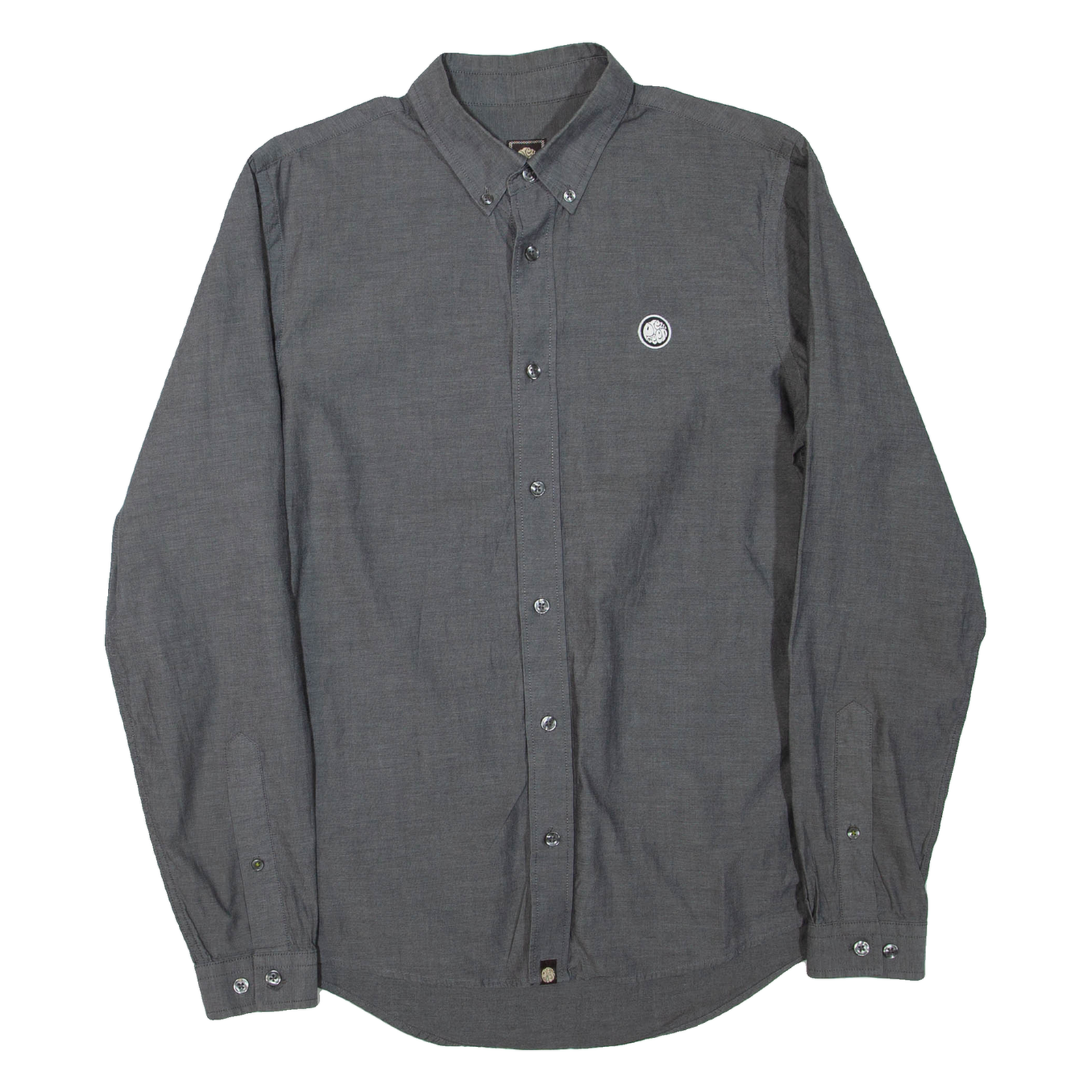 PRETTY GREEN Mens Plain Shirt Grey Long Sleeve S Refurbished - N/A refurbished available on Cerqular