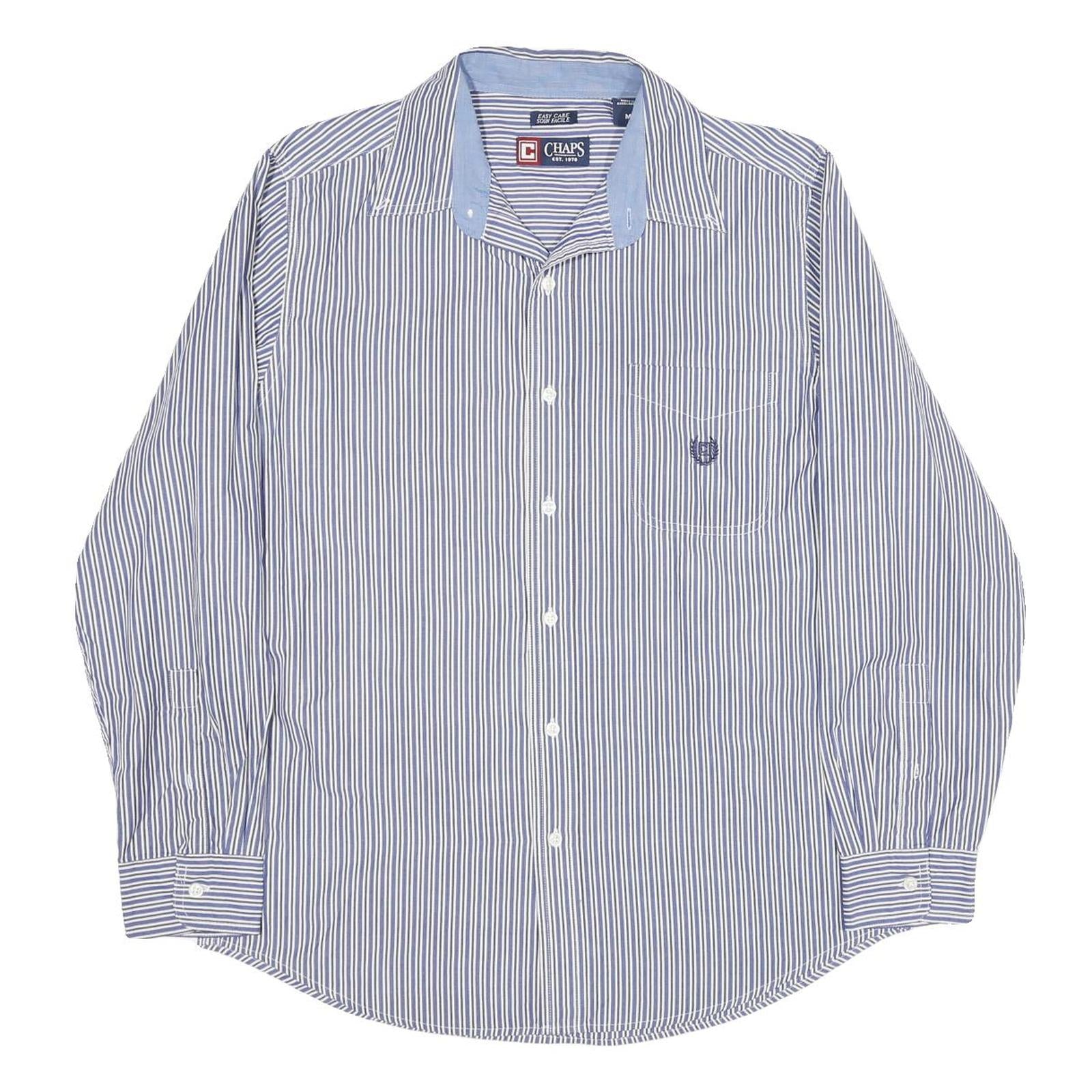 CHAPS Mens Blue & White Striped Cotton Shirt M Classic Button Down Refurbished - N/A refurbished available on Cerqular