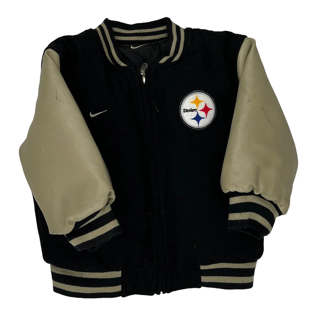 Buy Age 2 Steelers Nike Nfl Varsity Jacket - 2XS Beige Polyester Refurbished - $25.45 Age 2 Steelers Nike Nfl Varsity Jacket - 2XS Beige Polyester Refurbished - Thrifted (note: this is a term often used to describe second- refurbished available on Cerqular