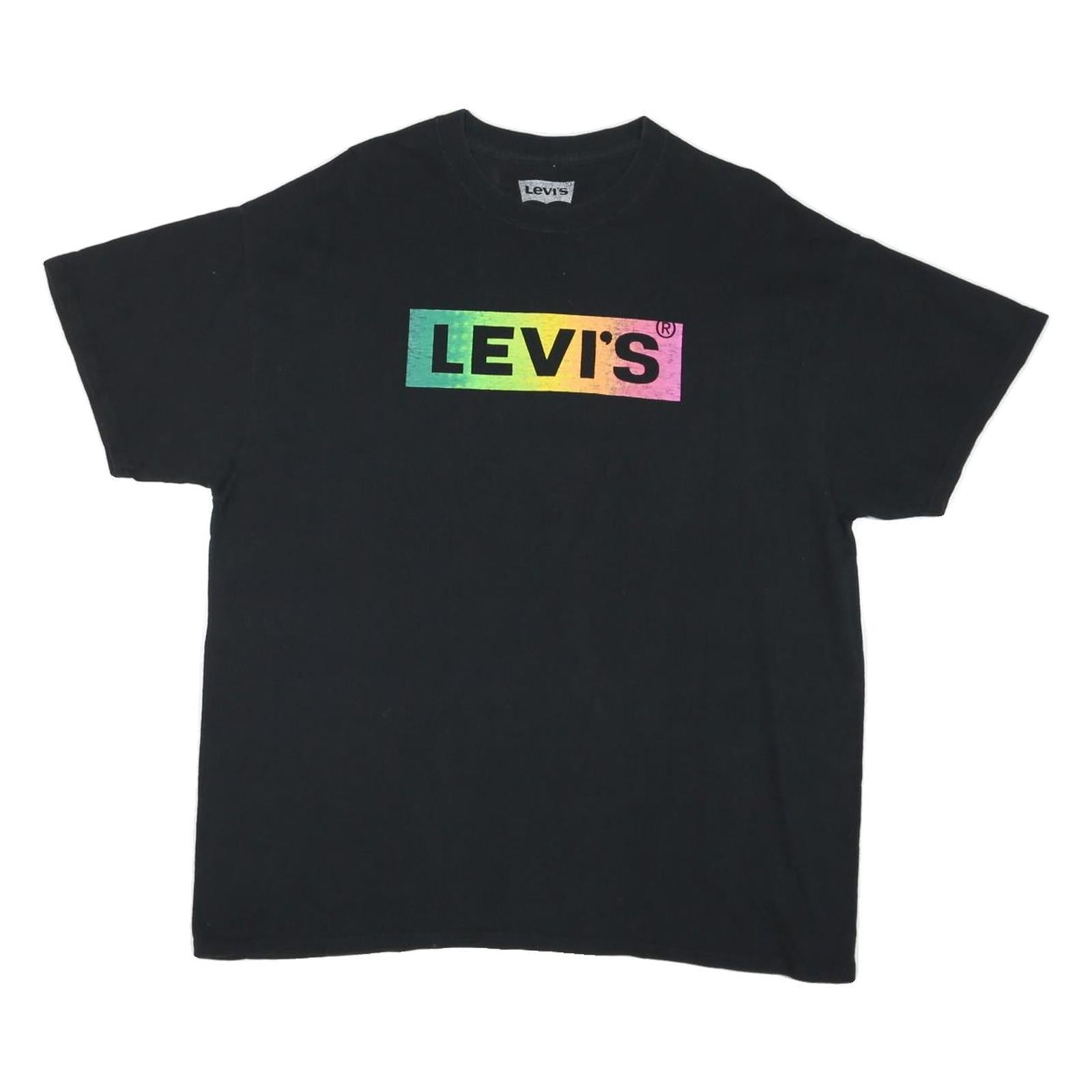 LEVI'S Mens Black Cotton Blend Graphic T-Shirt XL Short Sleeve Crew Neck Logo Refurbished - N/A refurbished available on Cerqular