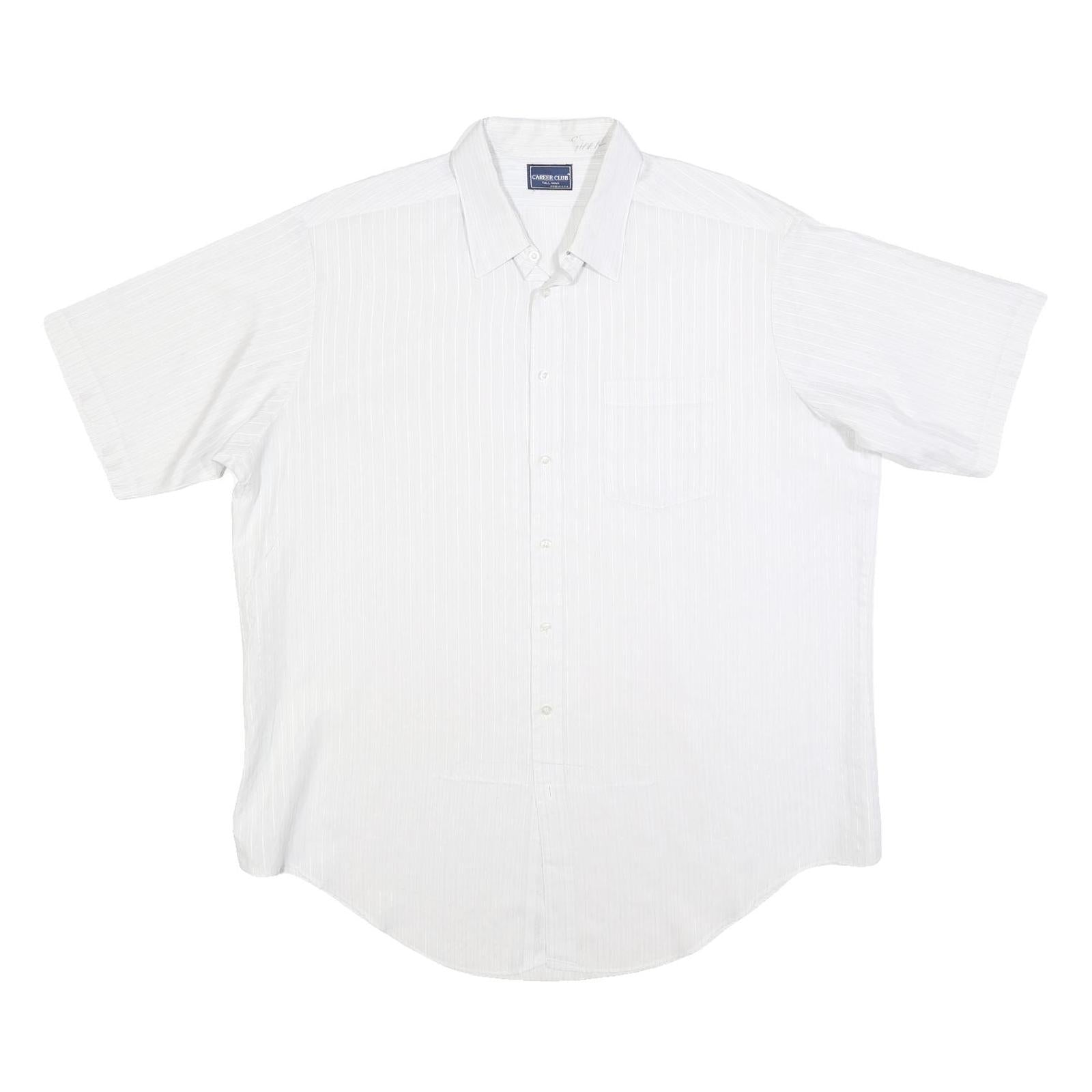 CAREER CLUB Mens White Stripe Shirt XL Polyester Blend Casual Button Front Refurbished - N/A refurbished available on Cerqular