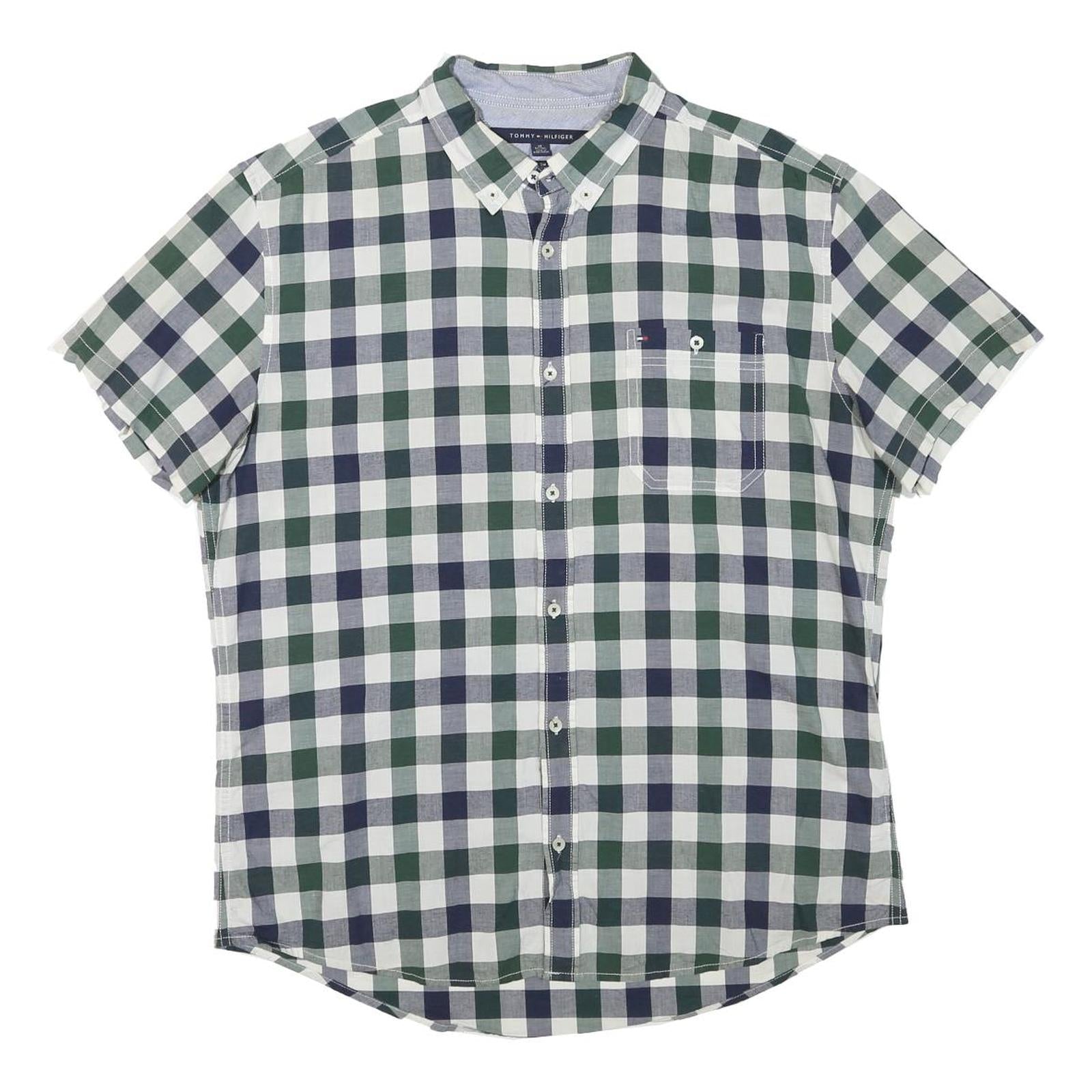 TOMMY HILFIGER Mens Blue & Green Check Shirt XL Casual Cotton Blend Summer Style Refurbished - N/A refurbished available on Cerqular