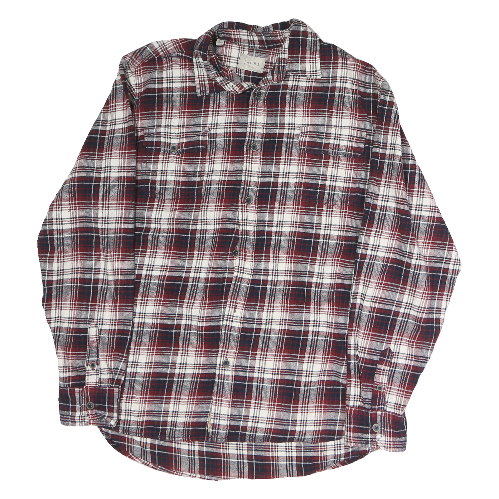 JACHS Mens Red Black & White Plaid Shirt L Cotton Blend Casual Long Sleeve Refurbished - N/A refurbished available on Cerqular