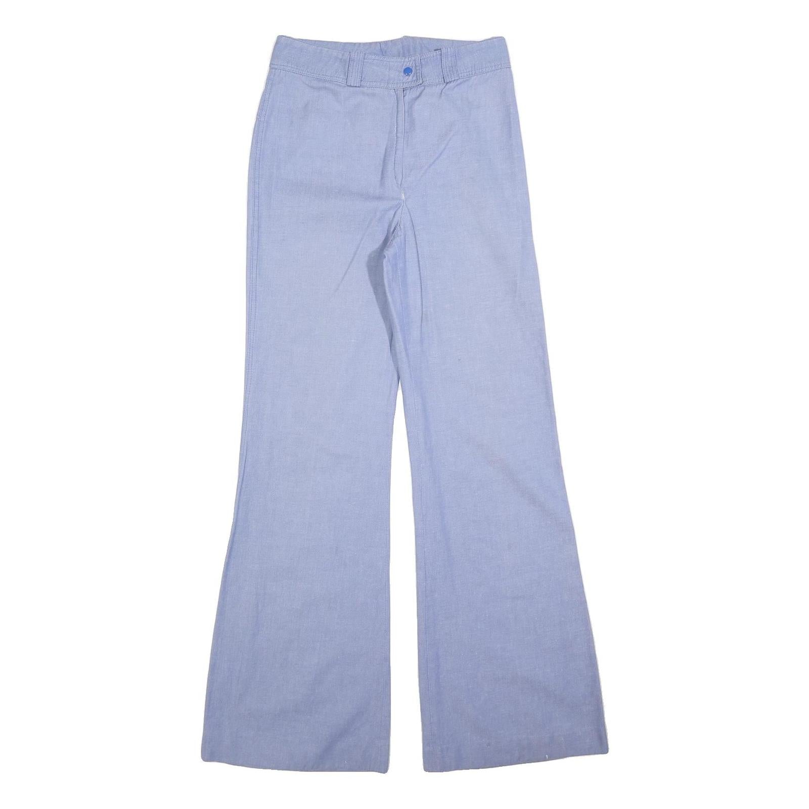 Womens Light Blue Cotton Blend Regular Fit Wide-Leg Trousers W28 L32 Zip Closure Refurbished - N/A refurbished available on Cerqular