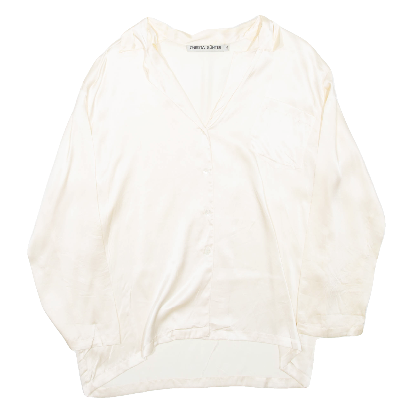 CHRISTA GUNTER Womens Shirt Beige Collared Long Sleeve L Refurbished - N/A refurbished available on Cerqular