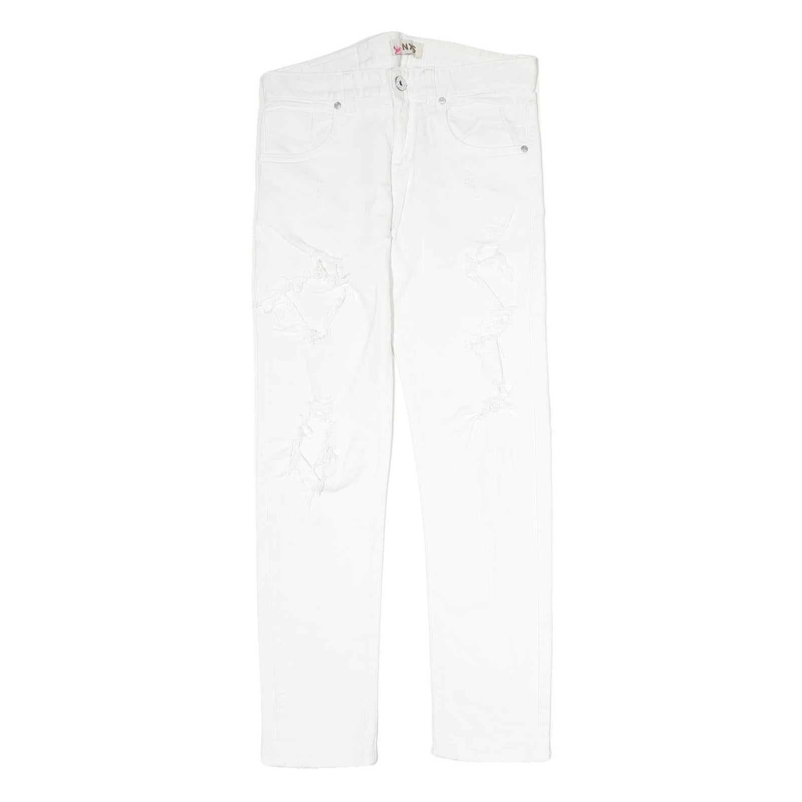 NXS Womens Slim White Denim Jeans W30 L28 Distressed Cotton Blend Zip Refurbished - N/A refurbished available on Cerqular