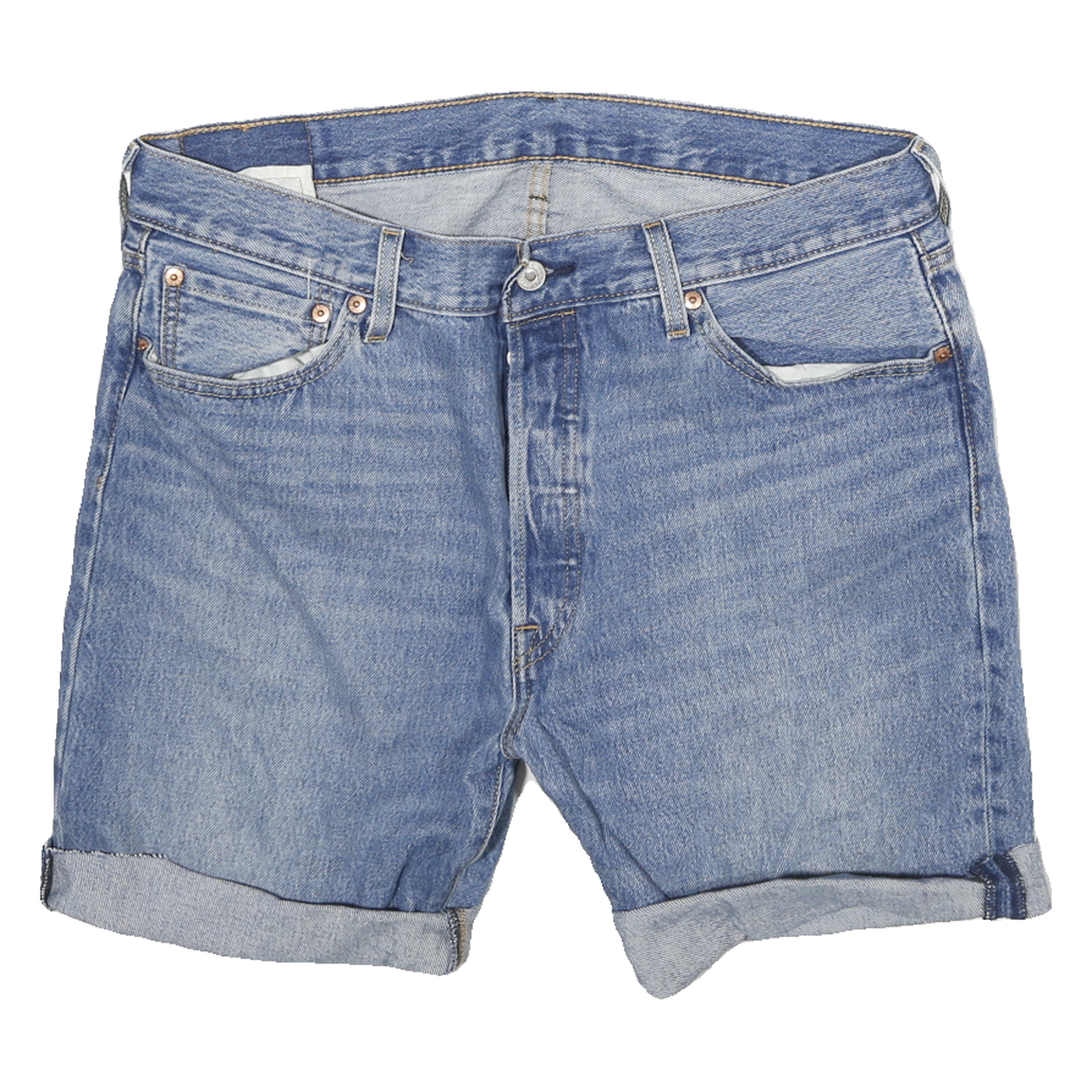 LEVI'S Mens Denim Blue Casual Shorts L W34 Rolled Hem Classic Fit Refurbished - N/A refurbished available on Cerqular
