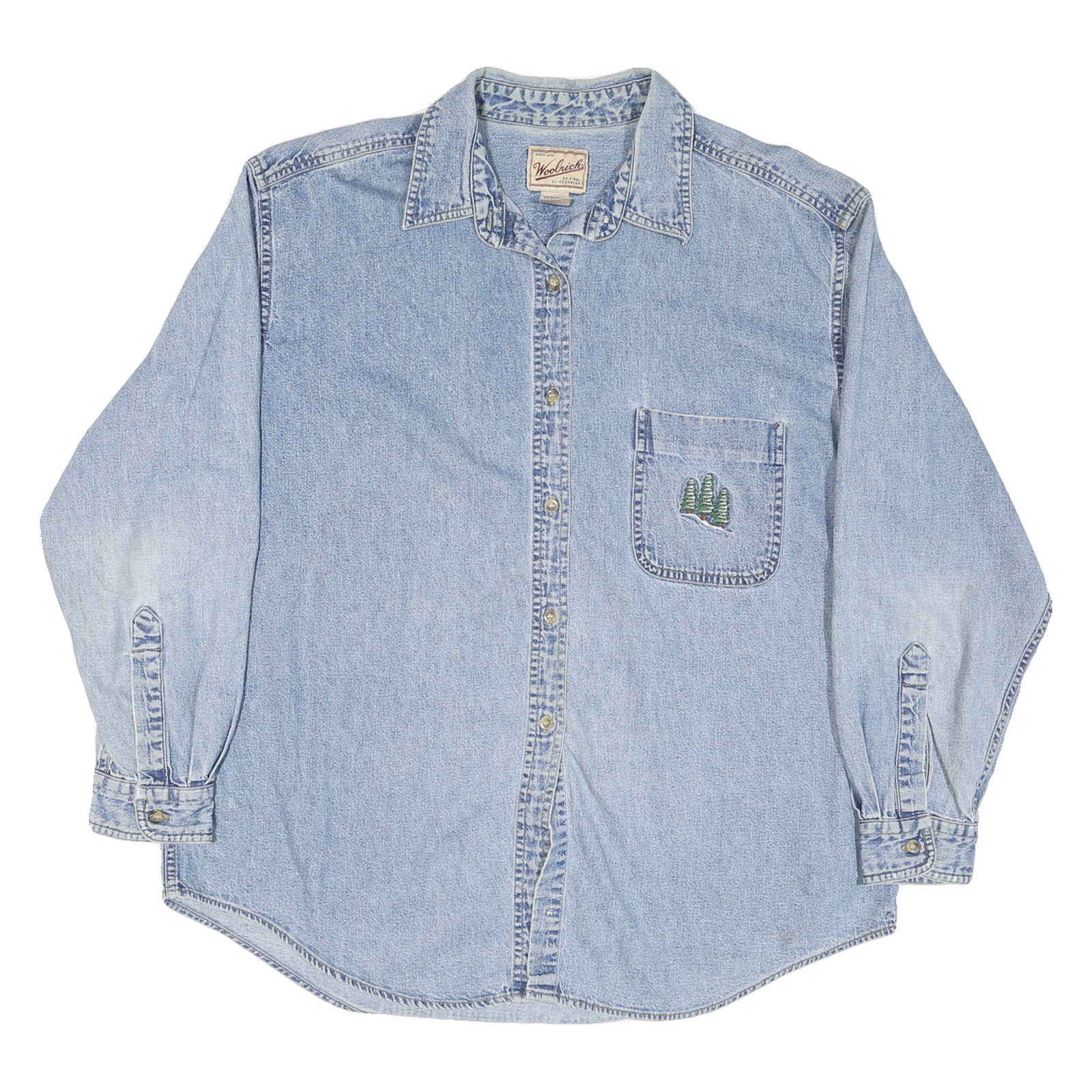 Buy WOOLRICH Womens Blue Denim Shirt L Embroidered Trees Casual Button Down Refurbished - $62.39 WOOLRICH Womens Blue Denim Shirt L Embroidered Trees Casual Button Down Refurbished - N/A refurbished available on Cerqular