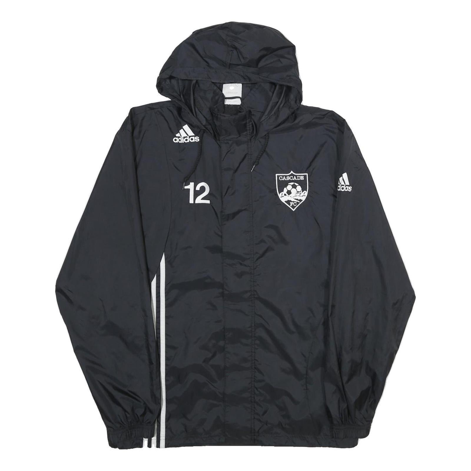 ADIDAS Mens Black Nylon Hoodie Jacket S Plain Sports Training Lightweight Zip Refurbished - N/A refurbished available on Cerqular