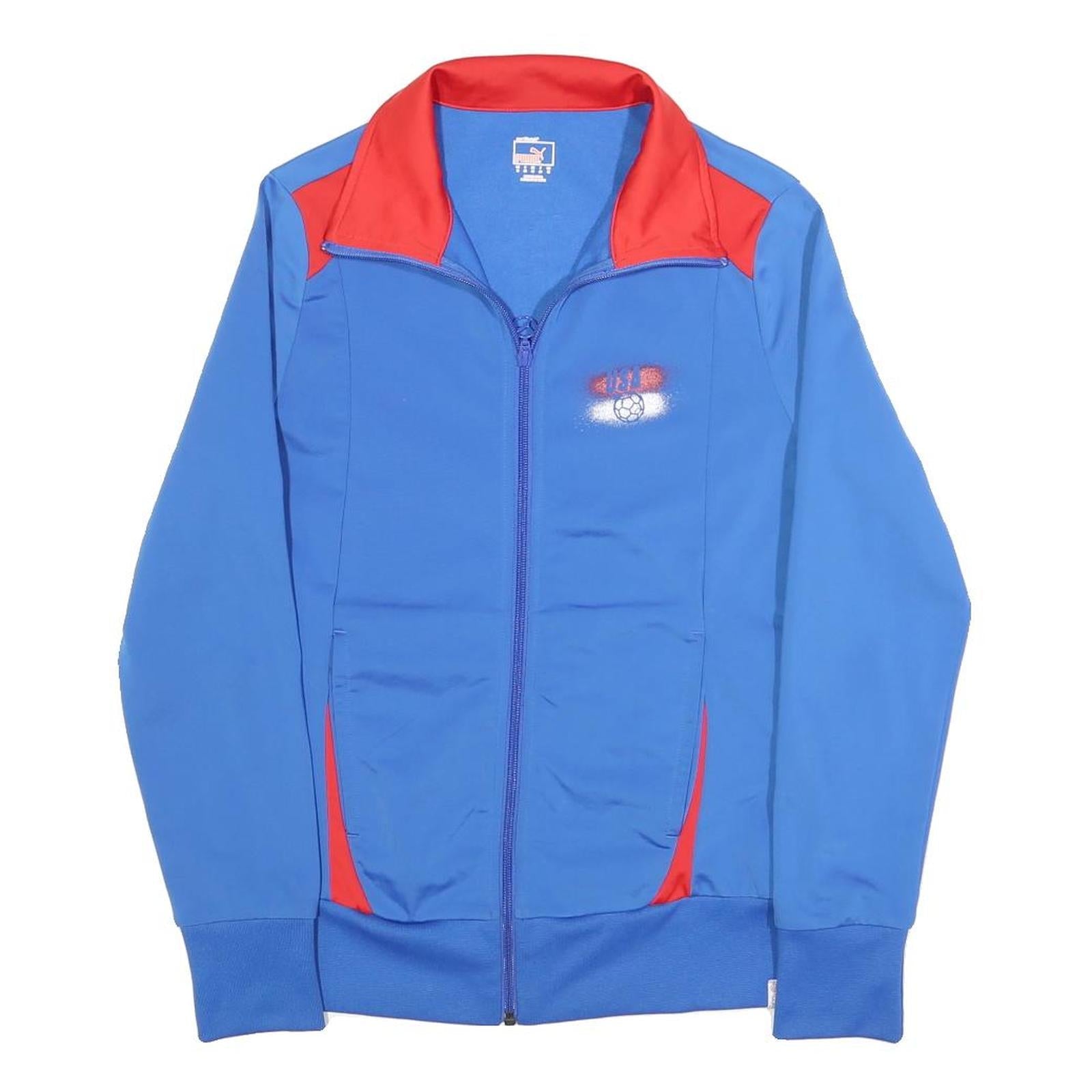 PUMA Womens Blue & Red Zip Up Polyester Blend Jacket UK 12 Sporty Casual Refurbished - N/A refurbished available on Cerqular