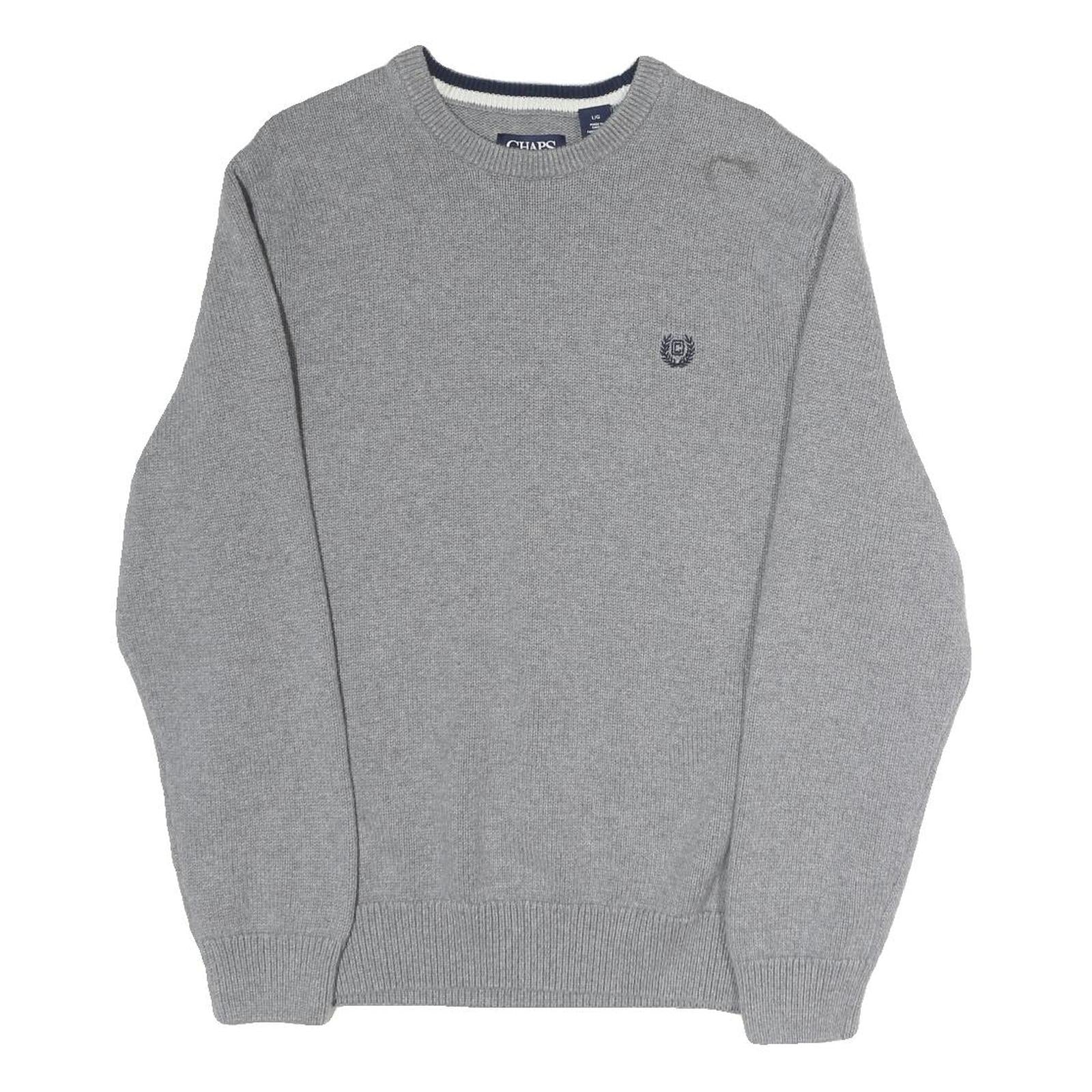 CHAPS Mens Grey Patterned Jumper Crew Neck Basic Knit L Classic Stylish Comfort Refurbished - N/A refurbished available on Cerqular