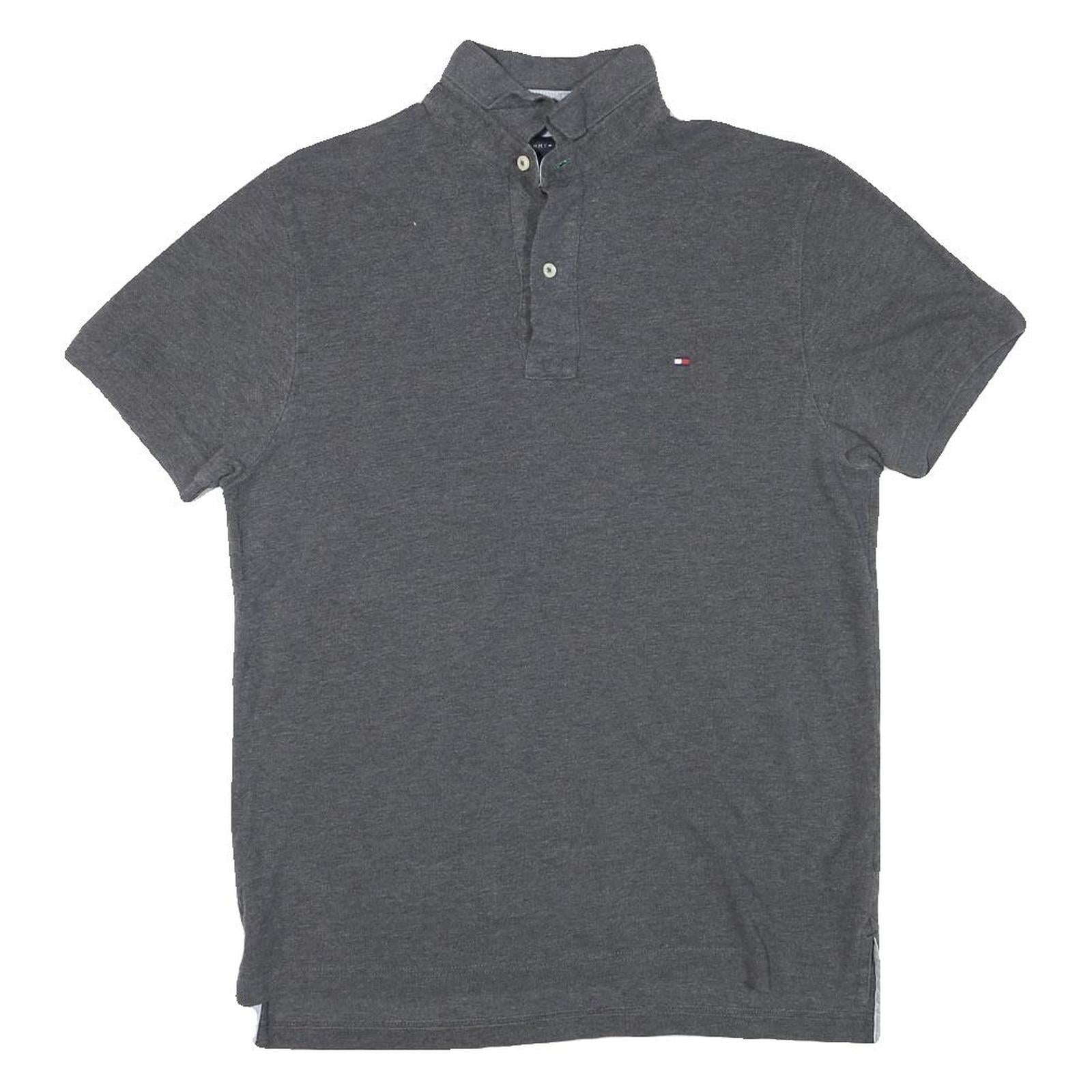 TOMMY HILFIGER Mens Grey Cotton Blend Short Sleeve Polo Shirt XS Button Collar Refurbished - N/A refurbished available on Cerqular