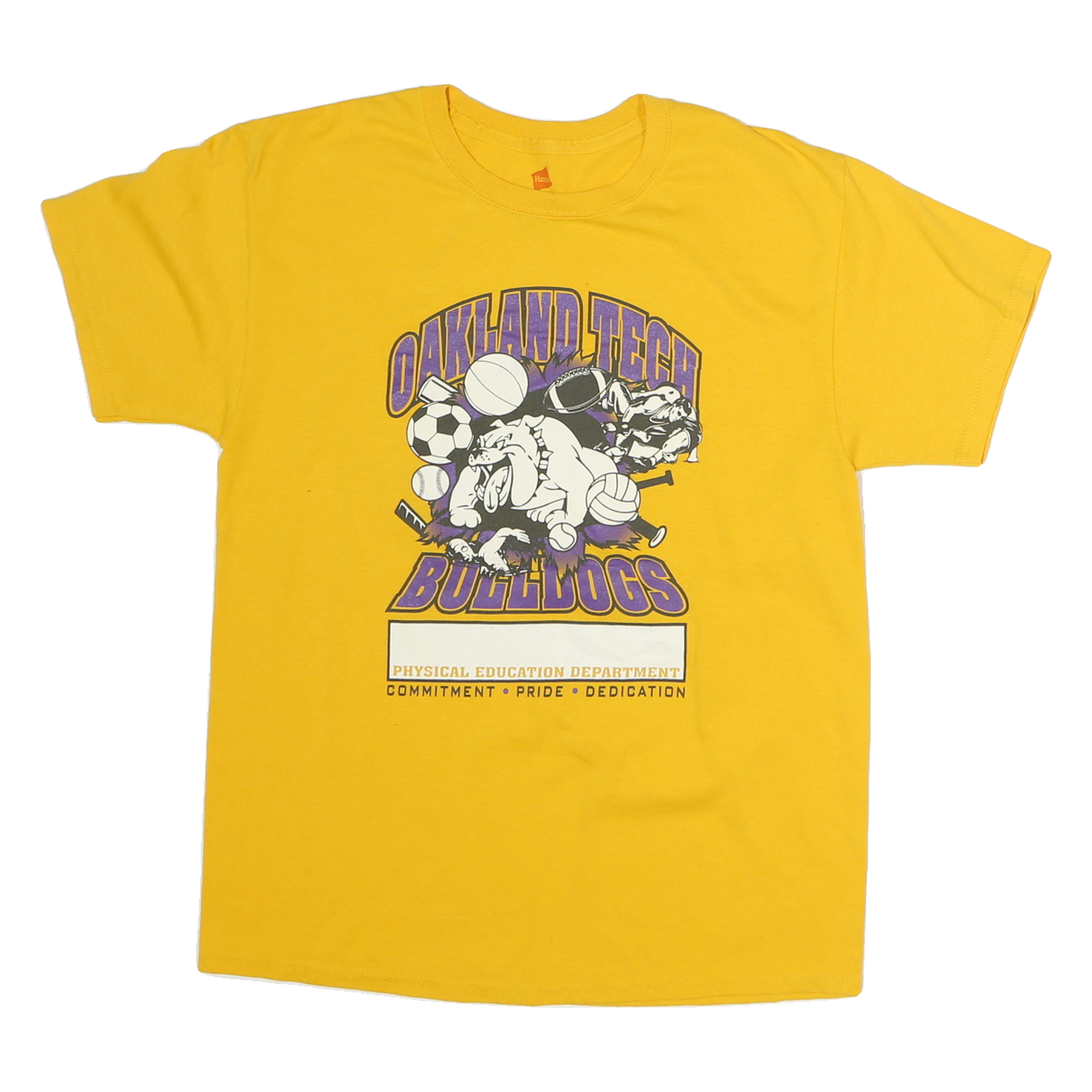 HANES Mens Yellow Oakland Tech Bulldogs Graphic T-Shirt M Short Sleeve Crew Neck Refurbished - N/A refurbished available on Cerqular