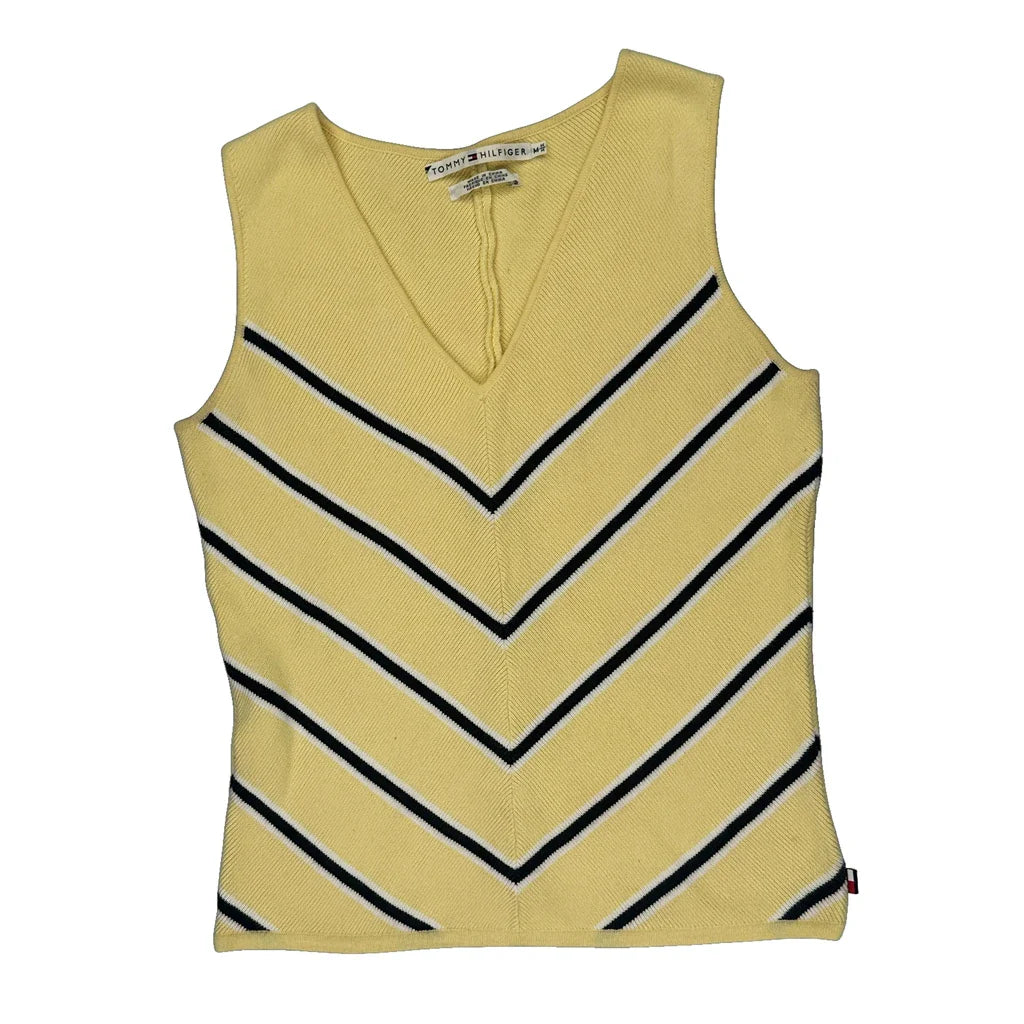 Buy Tommy Hilfiger Striped Vest - Medium Yellow Cotton Refurbished - $12.18 Tommy Hilfiger Striped Vest - Medium Yellow Cotton Refurbished - Thrifted (note: this is a term often used to describe second- refurbished available on Cerqular