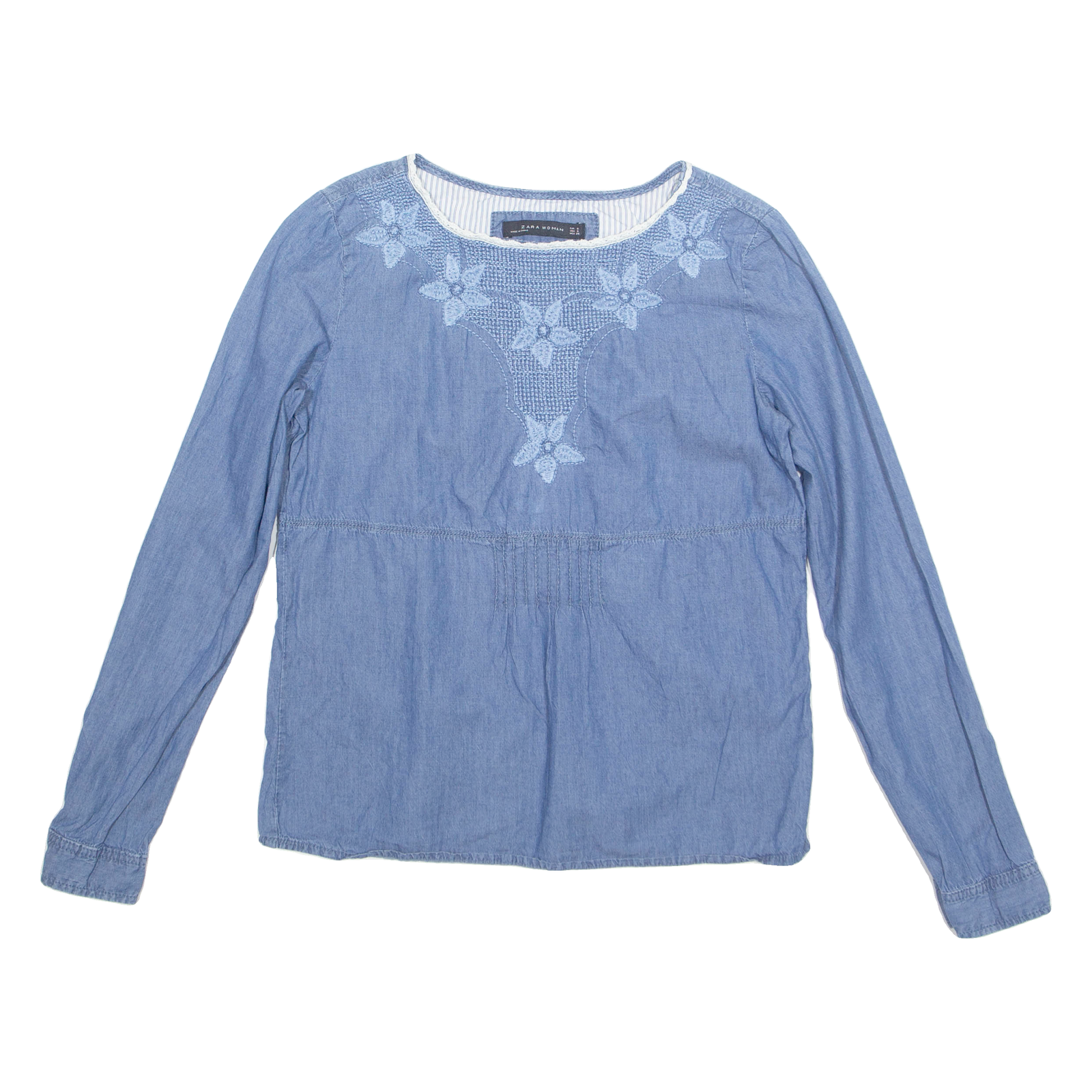 ZARA Womens Blouse Blue Long Sleeve S Refurbished - N/A refurbished available on Cerqular