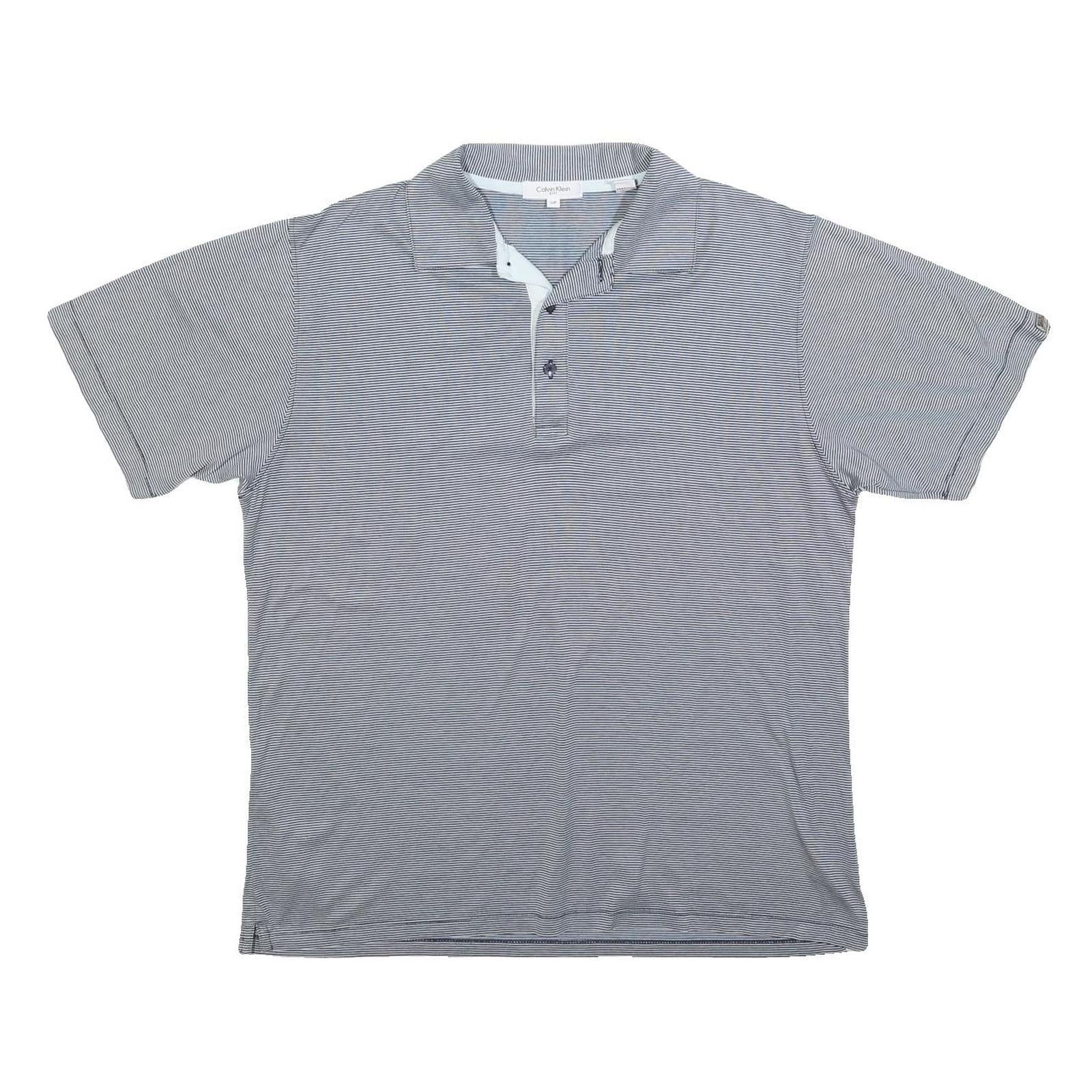 CALVIN KLEIN Mens Grey Stripe Short Sleeve Polo Shirt S Polyester Comfortable Refurbished - N/A refurbished available on Cerqular