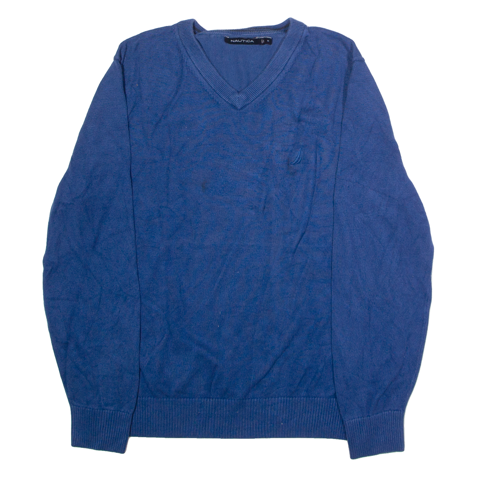 NAUTICA Mens Jumper Blue V-Neck Tight Knit M Refurbished - N/A refurbished available on Cerqular