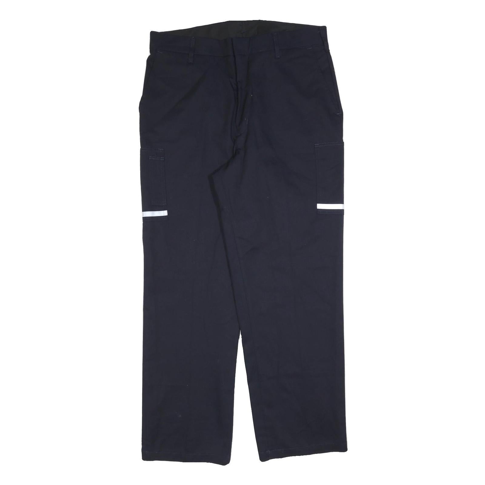 Mens Cotton Blend Regular Fit Navy Blue Trousers W38 L32 Workwear Zip Closure Refurbished - N/A refurbished available on Cerqular