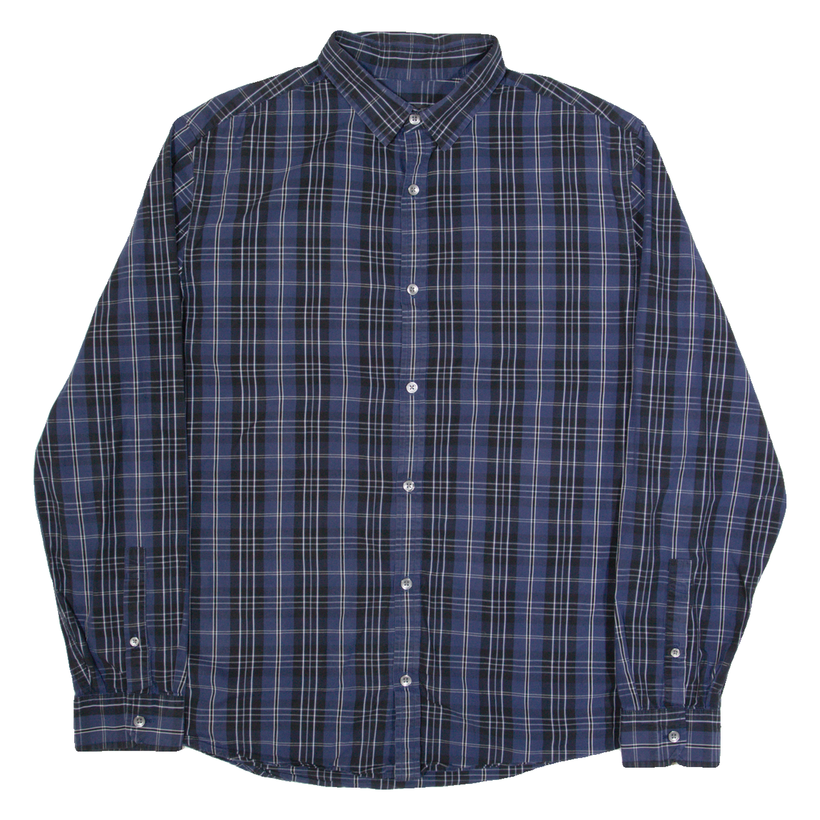 DKNY Mens Shirt Blue Check Long Sleeve L Refurbished - N/A refurbished available on Cerqular