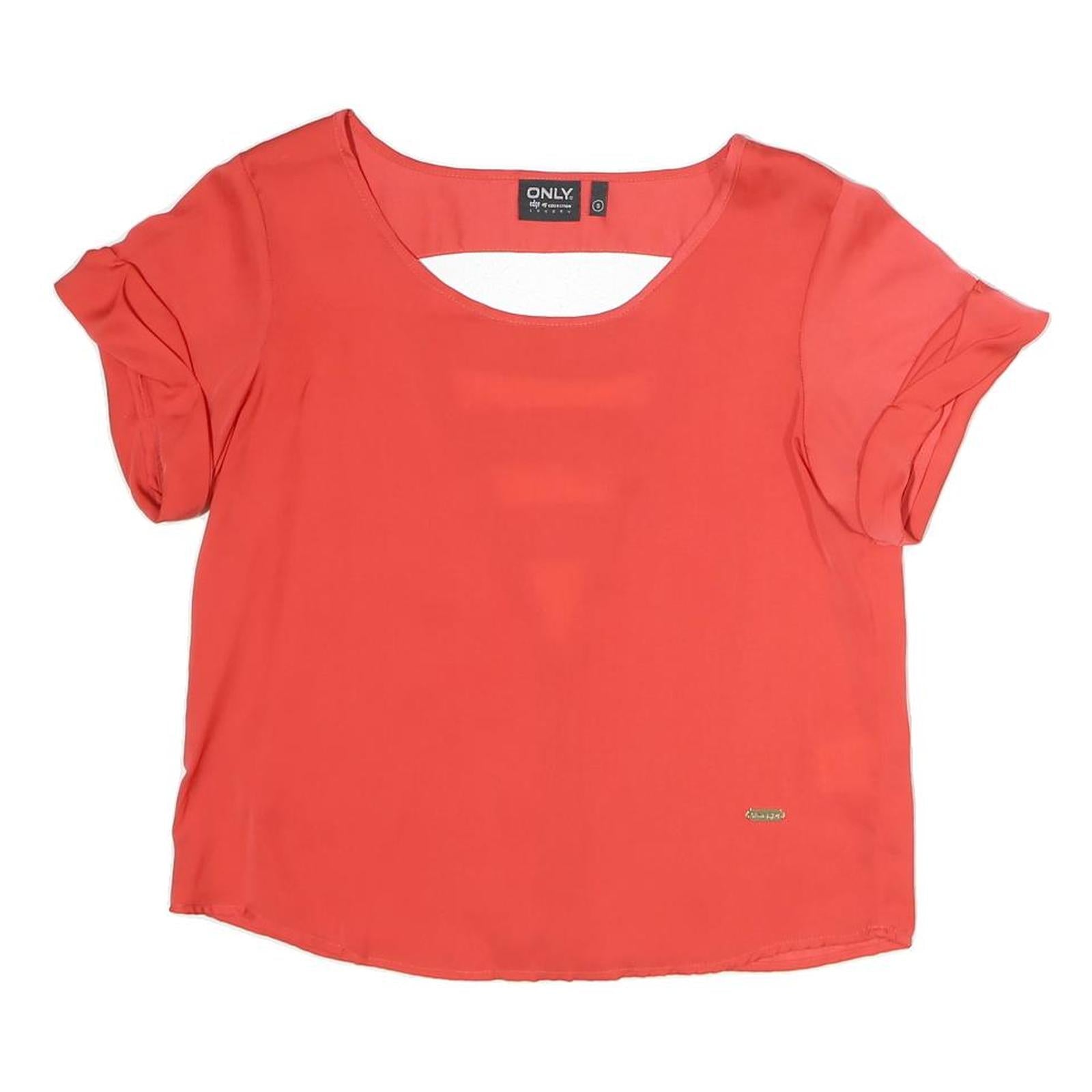 ONLY Womens Red Top Short Sleeve Round Neck Cutout Size S Stylish Summer Refurbished - N/A refurbished available on Cerqular