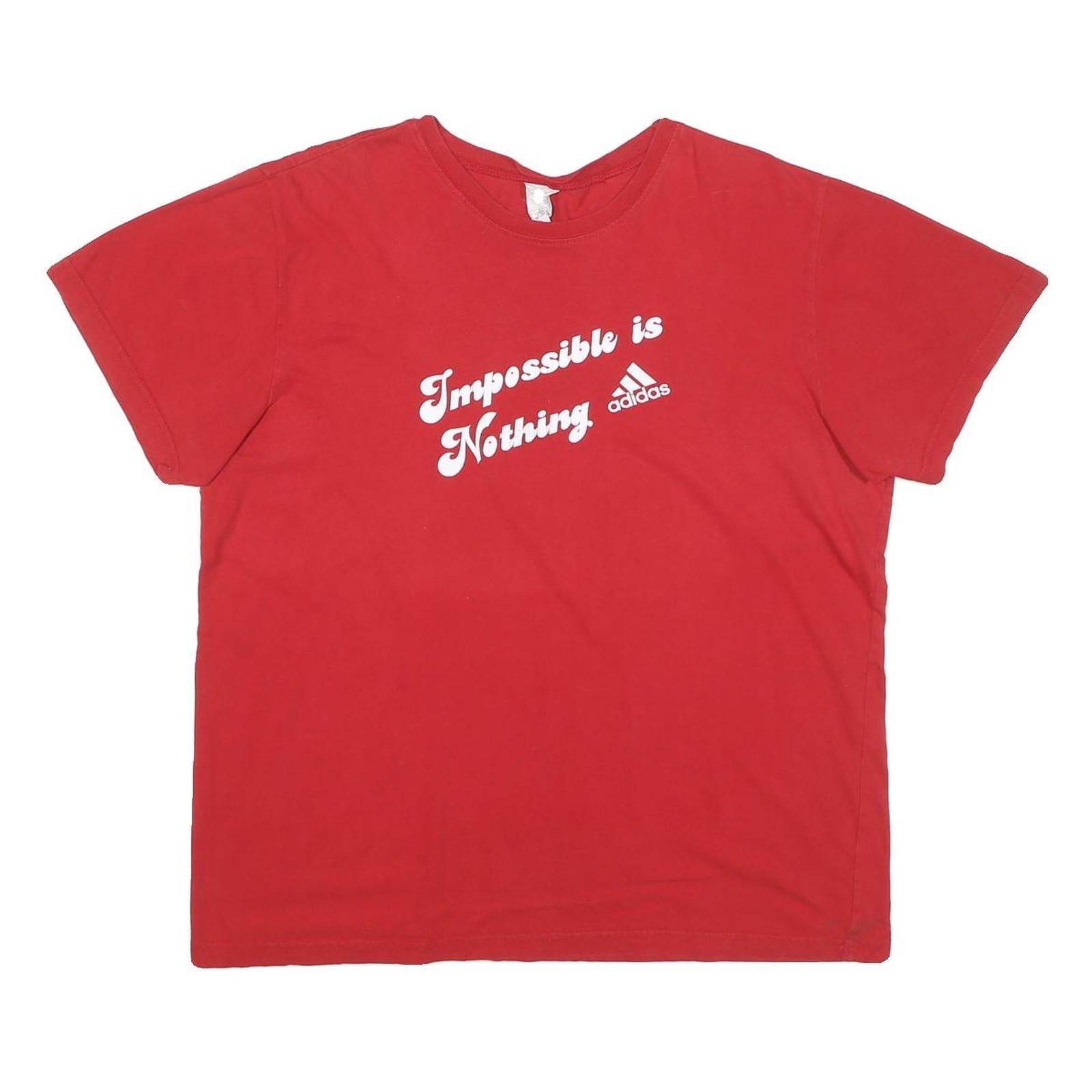 ADIDAS Mens Red Impossible Is Nothing Graphic T-Shirt XL Short Sleeve Crew Neck Refurbished - N/A refurbished available on Cerqular