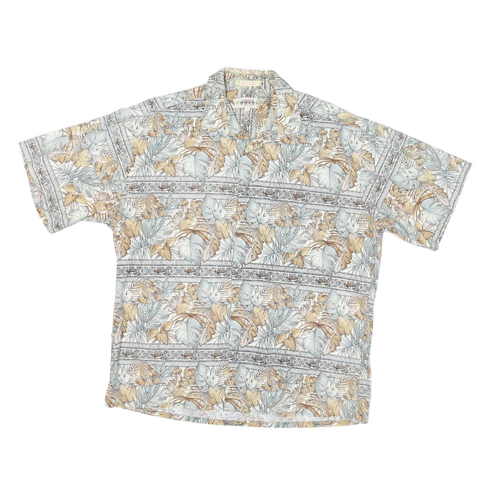CAMPIA Mens Beige & Cream Floral Pattern Cotton Blend Shirt L Casual Summer Wear Refurbished - N/A refurbished available on Cerqular