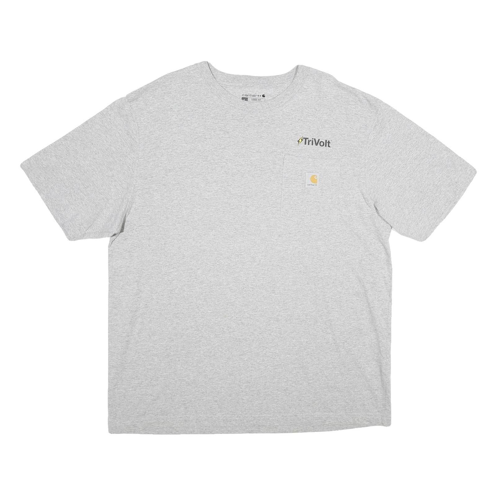 CARHARTT Mens Grey TriVolt Pocket T-Shirt L Short Sleeve Crew Neck Electric Bolt Refurbished - N/A refurbished available on Cerqular