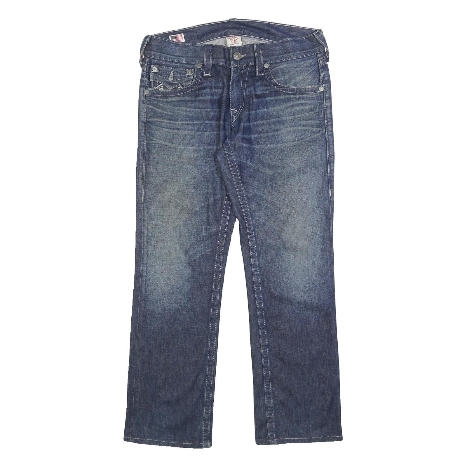 TRUE RELIGION Mens Blue Regular Fit Straight Leg Denim Medium W34 L30 Jeans Refurbished - N/A refurbished available on Cerqular