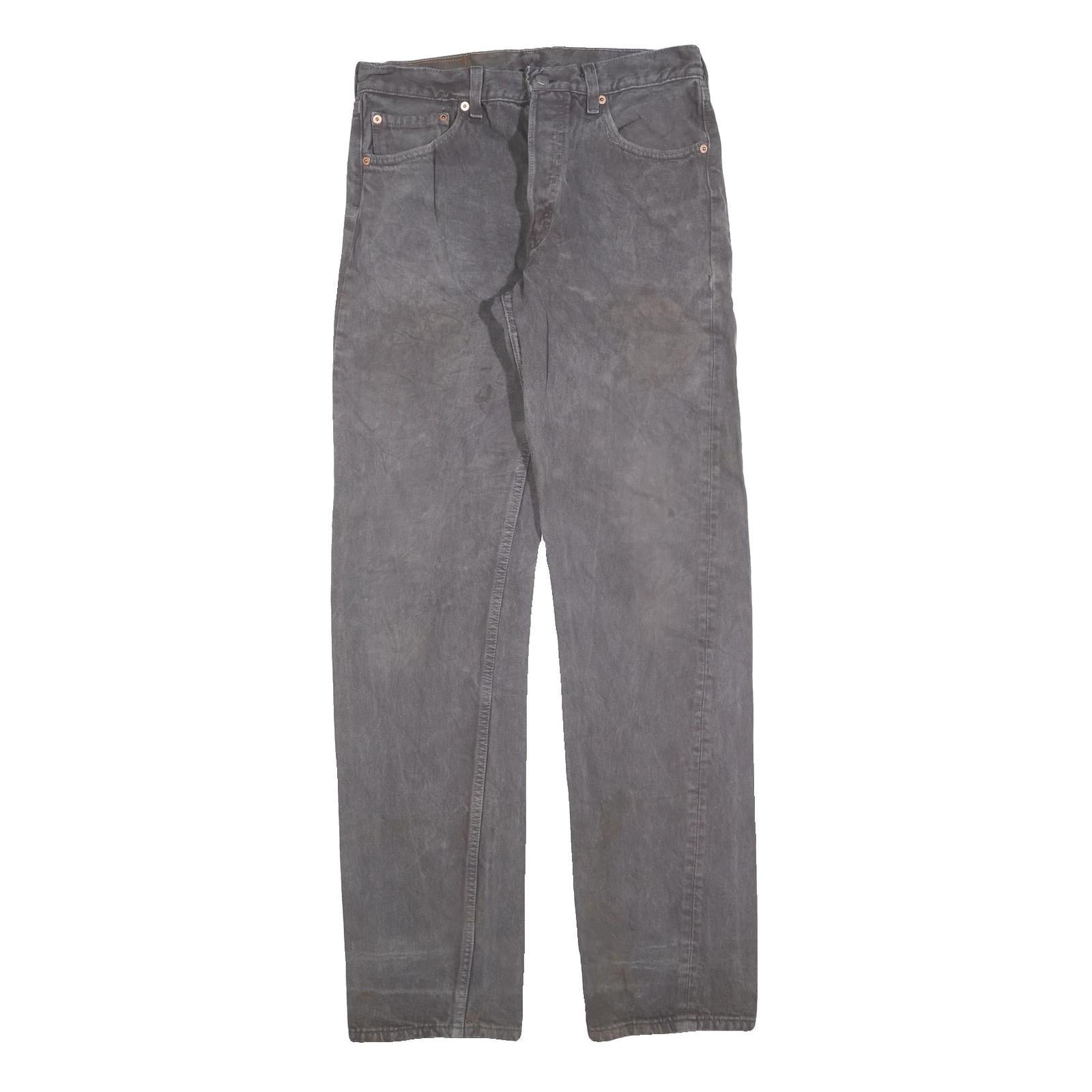 LEVI'S 501 Mens Jeans Grey Regular Straight Denim W30 L33 Classic Button Fly Refurbished - N/A refurbished available on Cerqular