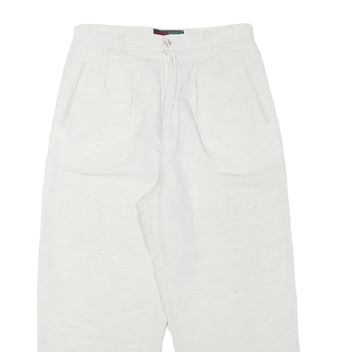 MADIE'S FASHION Womens Linen Blend White Relaxed Tapered Trousers W26 L22 Casual Refurbished - N/A refurbished available on Cerqular