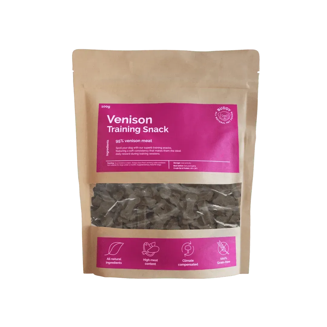 Venison Training Snacks | Välj storlek: 3x100g Refurbished - Buddy Pet Foods refurbished available on Cerqular