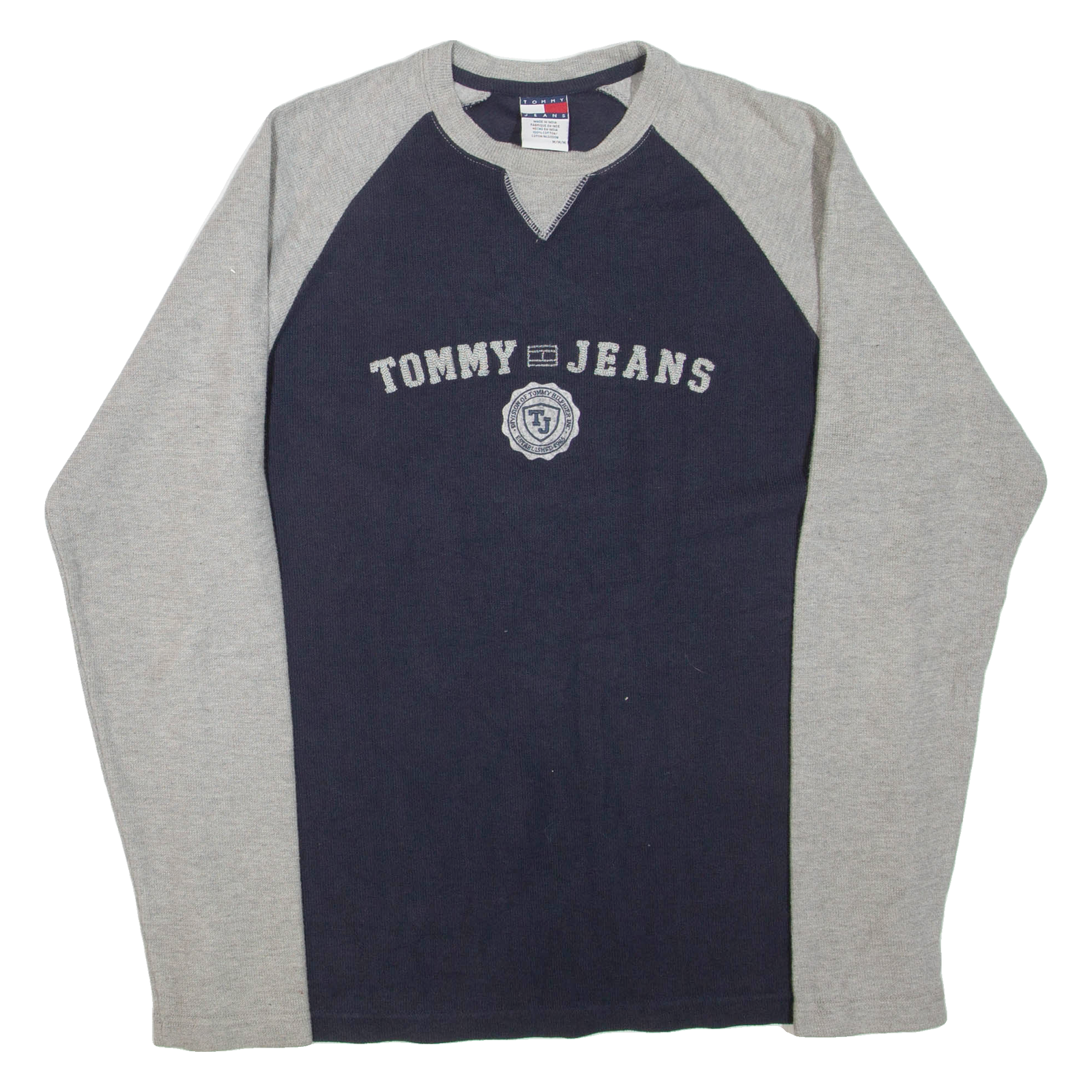 TOMMY JEANS Mens Jumper Grey Colourblock Tight Knit M Refurbished - N/A refurbished available on Cerqular