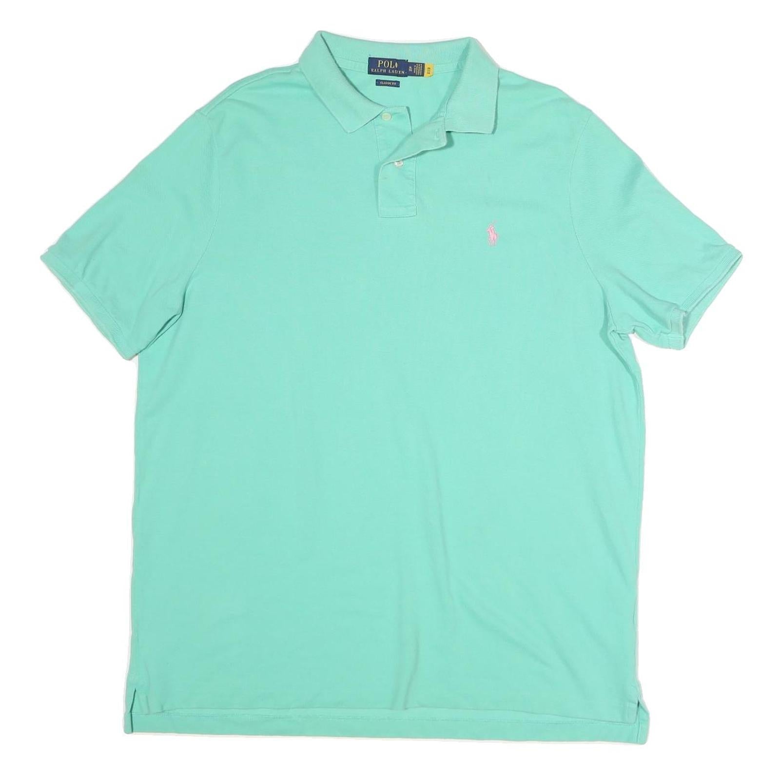 POLO RALPH LAUREN Mens Mint Green Pink Logo Short Sleeve Polo Shirt XL Classic Refurbished - N/A refurbished available on Cerqular