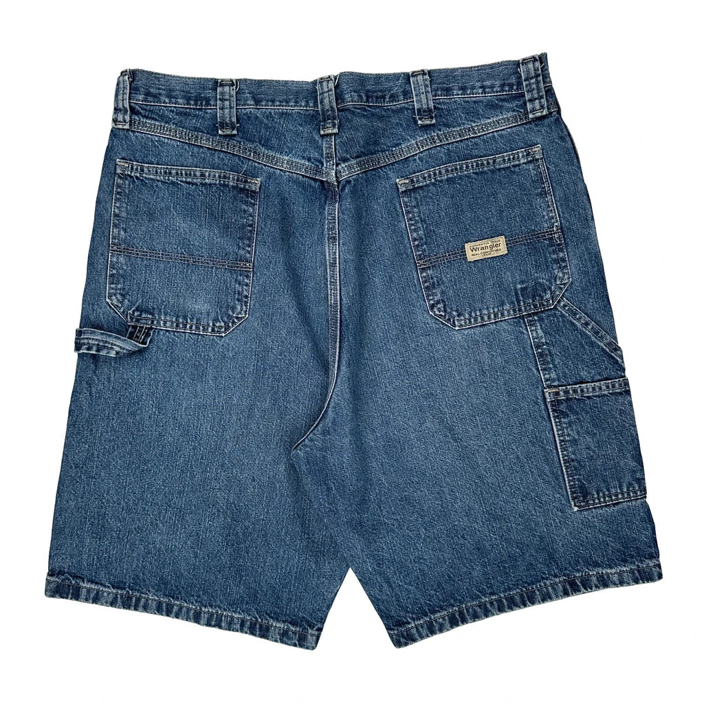 Wrangler Carpenter Shorts - 38W 9L Blue Cotton Refurbished - Thrifted (note: this is a term often used to describe second- refurbished available on Cerqular