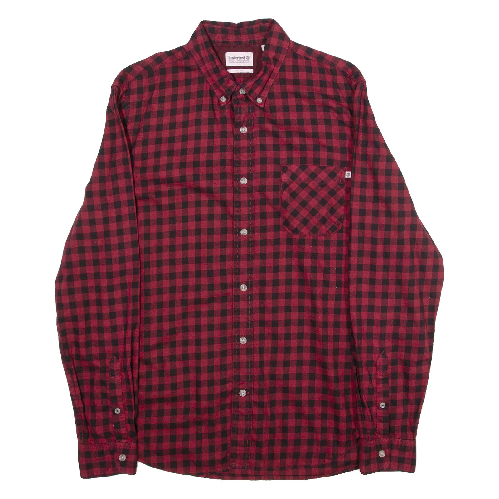 TIMBERLAND Slim Fit Mens Shirt Red 90s Plaid Long Sleeve M Refurbished - N/A refurbished available on Cerqular