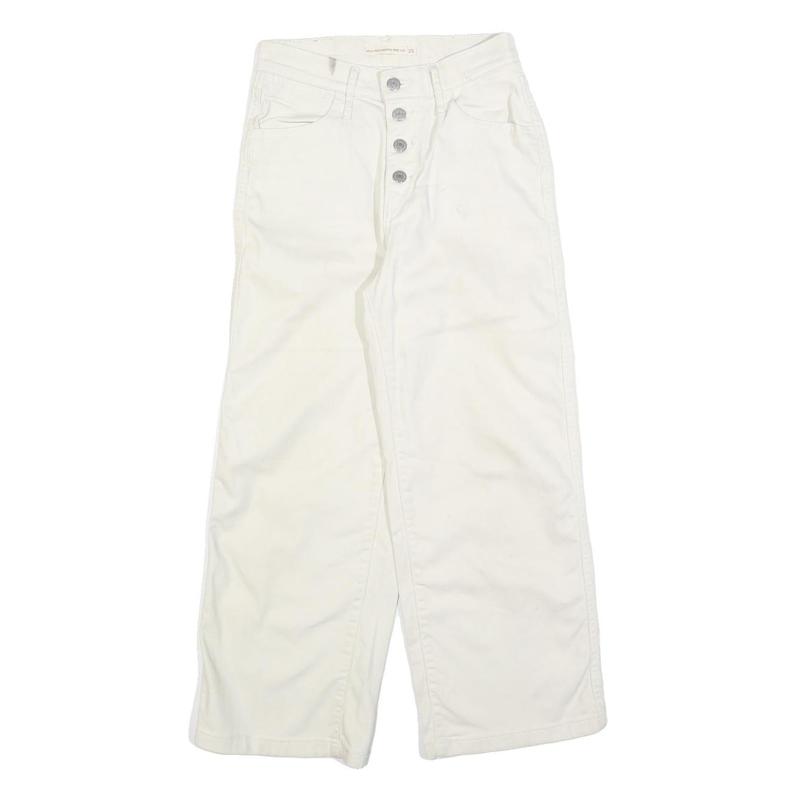 LEVI'S Womens Jeans White Regular Straight Denim W25 L25 Button Closure Refurbished - N/A refurbished available on Cerqular